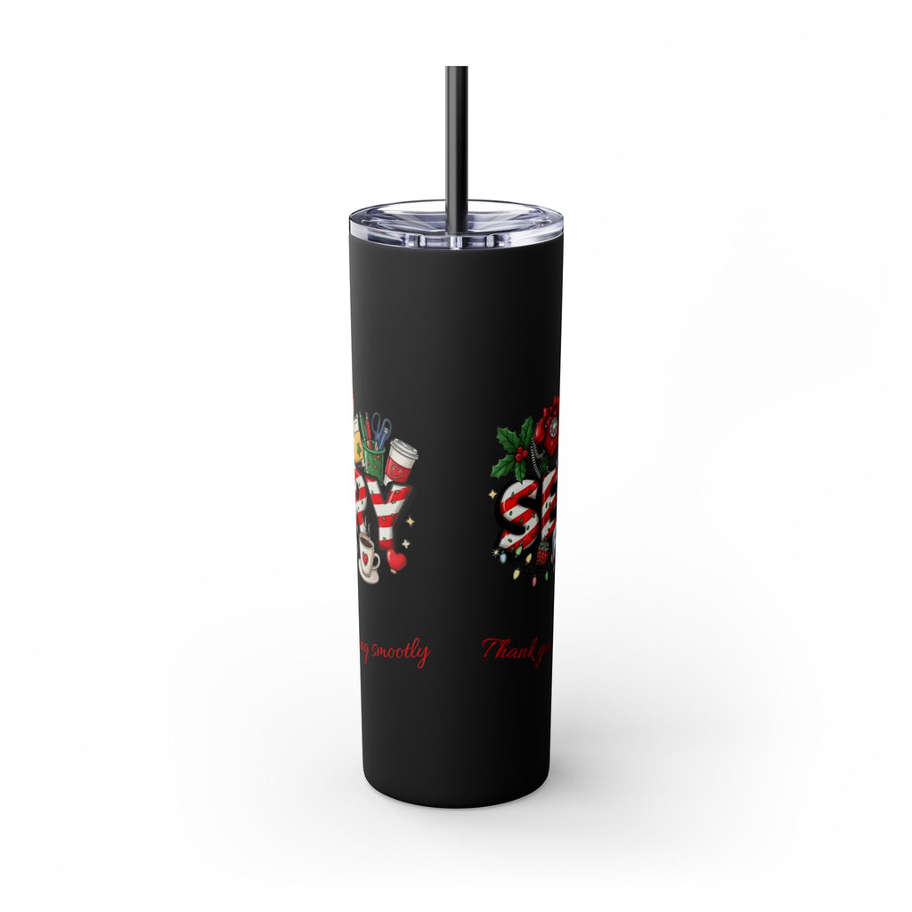 Christmas mug for the office team who keeps everything running smoothly. Candy Cane Christmas Office Secret Santa Design, 20oz with Straw