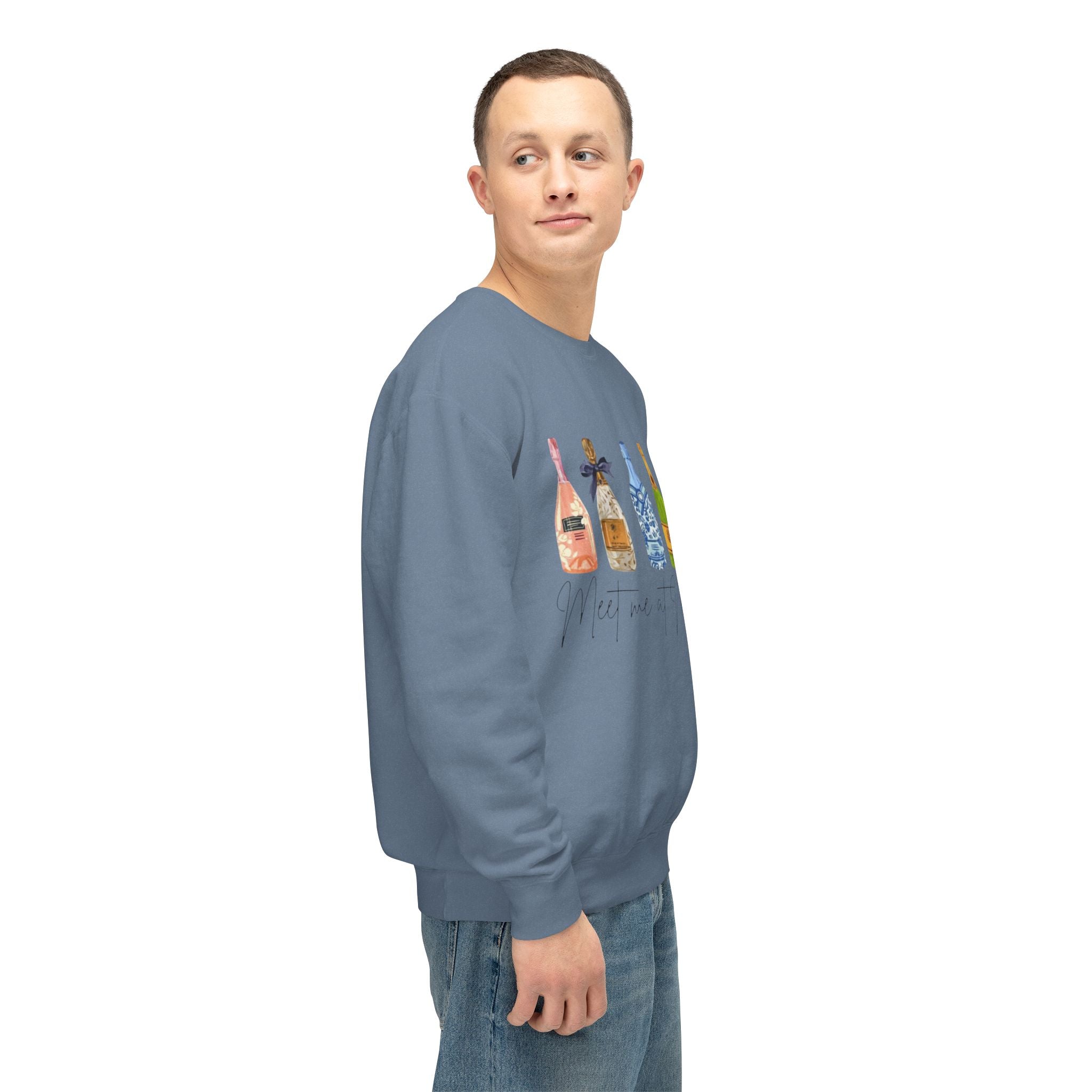 Champagne Bottles Crewneck Sweatshirt  Celebratory Bubbly Graphic