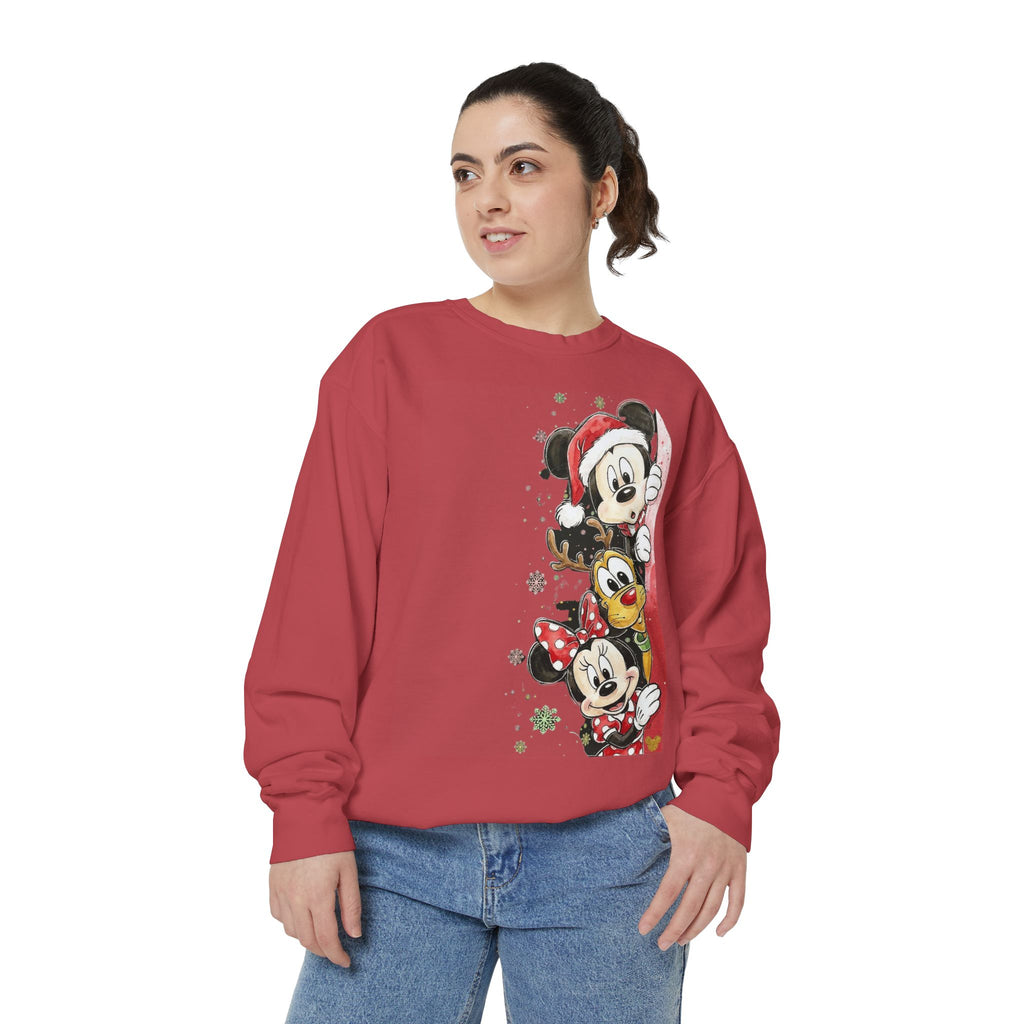 Christmas Disney Characters Sweatshirt  Mickey, Minnie & Pluto Holiday Crew Cartoon Christmas T-shirts and Sweaters