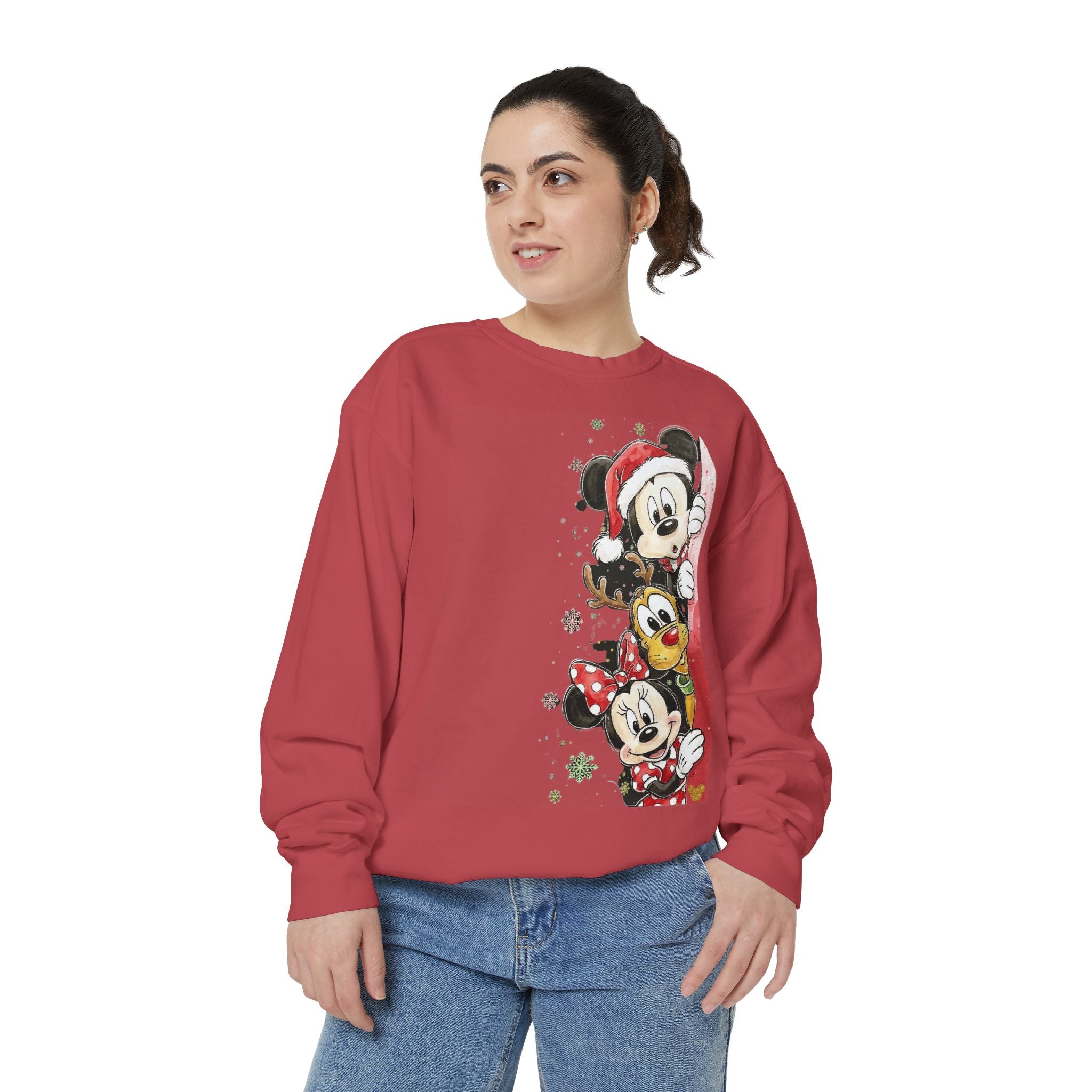 Christmas Disney Characters Sweatshirt  Mickey, Minnie & Pluto Holiday Crew Cartoon Christmas T-shirts and Sweaters