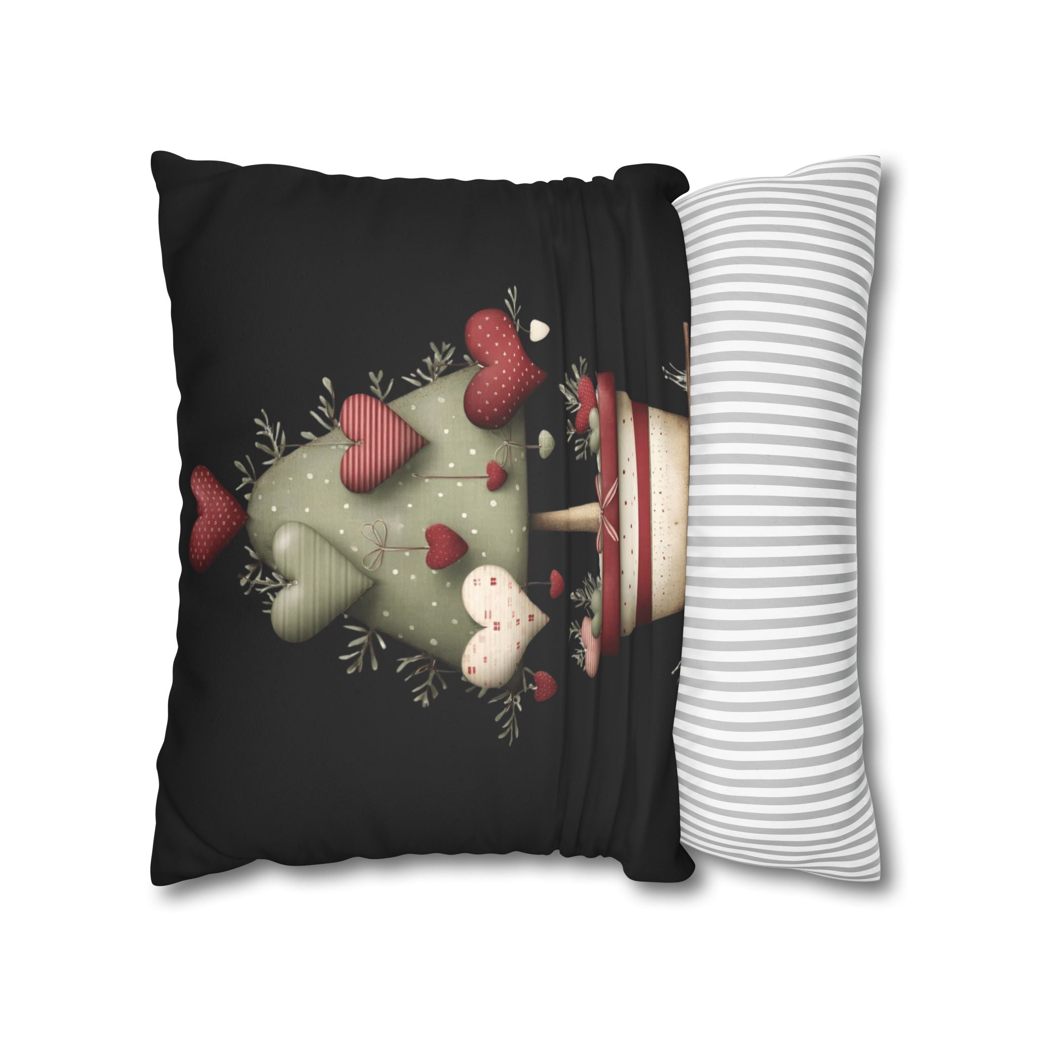 Valentine Heart Topiary Faux Suede Pillowcase CHRISTMAS PILLOW DÉCOR