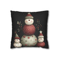 Christmas Snowman Faux Suede Pillowcase – Cute Stacked Snowmen Holiday Decor CHRISTMAS PILLOW DÉCOR