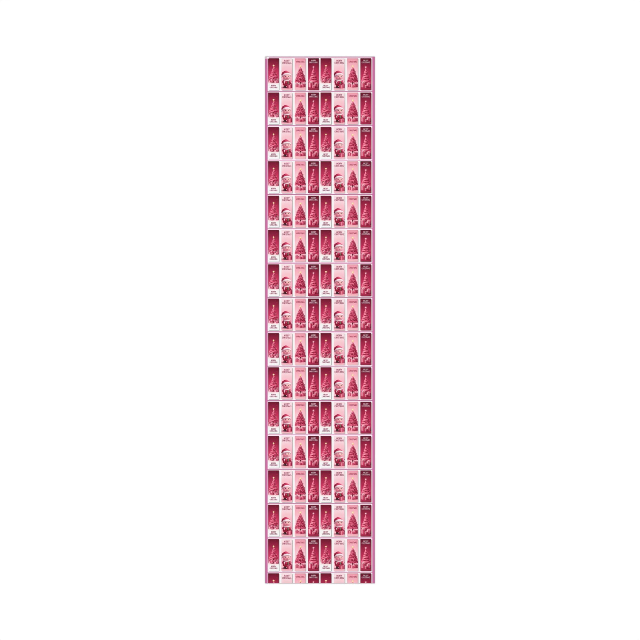 Christmas Gift Wrap Paper - Pink Merry Christmas Star & Tree Holiday Wrapping Sheets