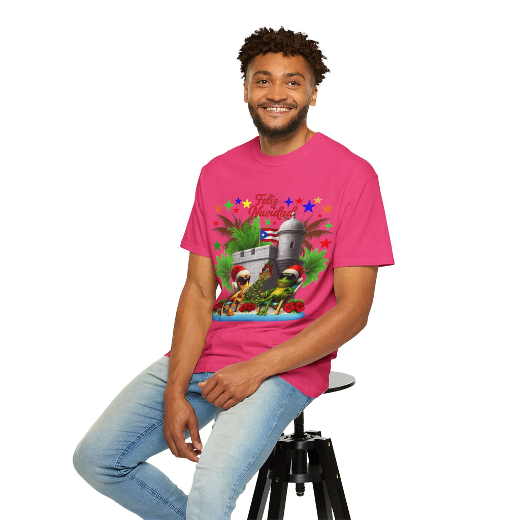 Feliz Navidad Puerto Rico T-Shirt  Castillo & Coquí Holiday Tee Puerto Rico Navidades