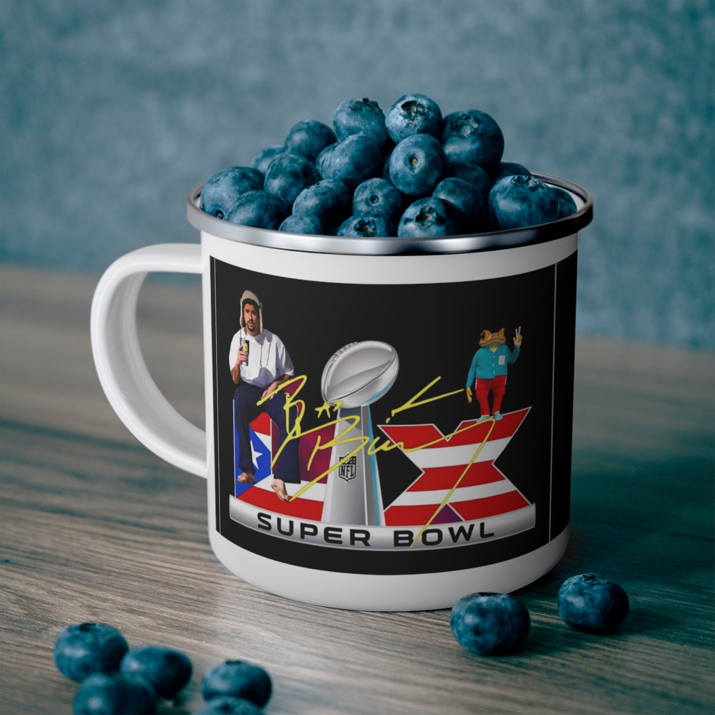 Benito 2026 Super Bowl Enamel Camping Mug with Retro Design