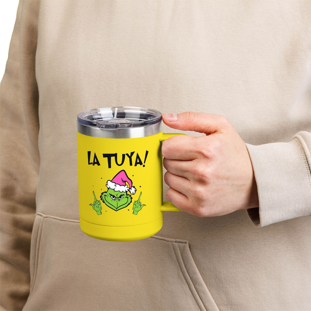 Holiday Grinch Coffee Mug Tumbler - 15oz Vaso / Taza de Acero Inoxidable – Diseño Navideño