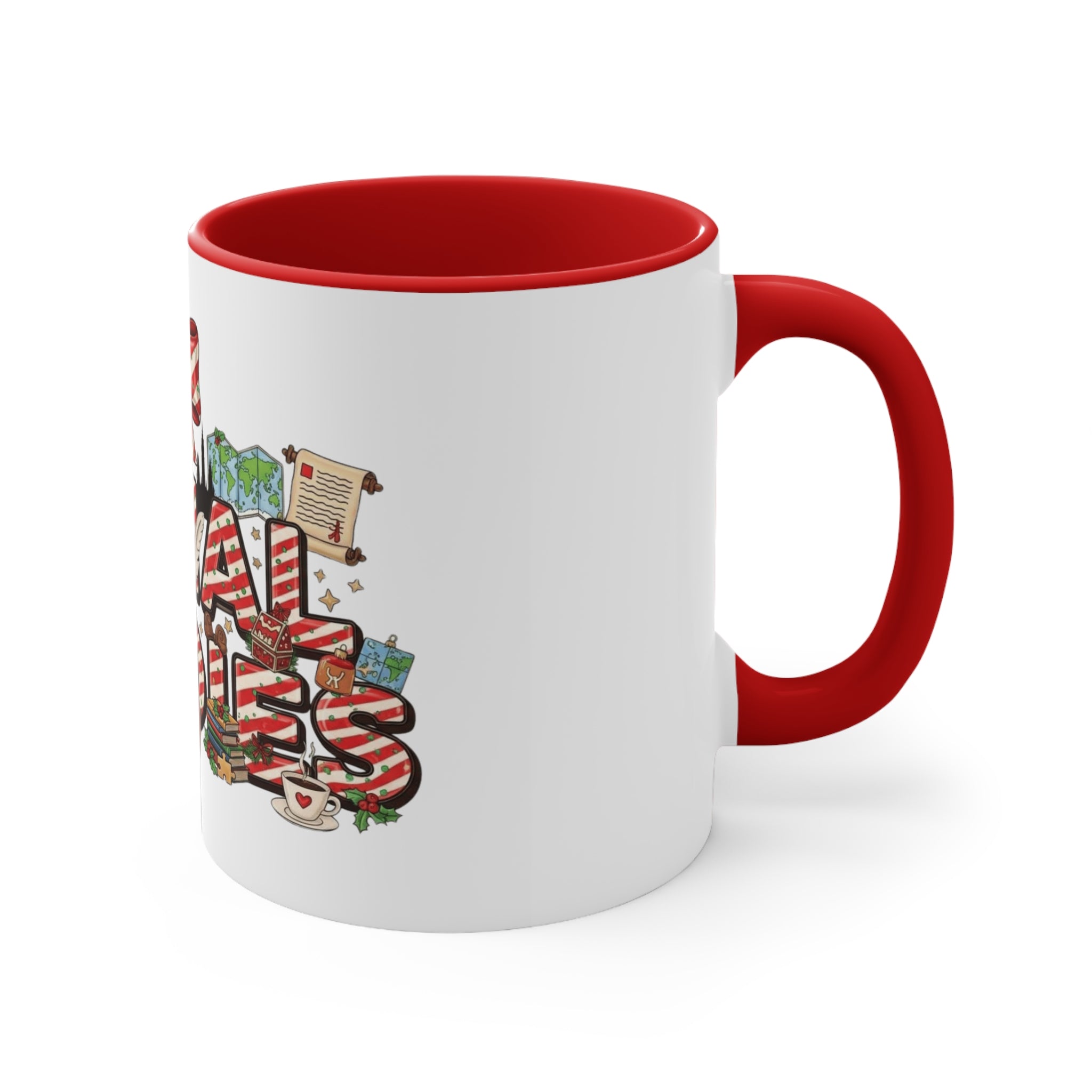 Social Studies Teacher Christmas Mug, Festive Candy-Stripe Holiday Coffee Cup School Staff Christmas Mug Collection,