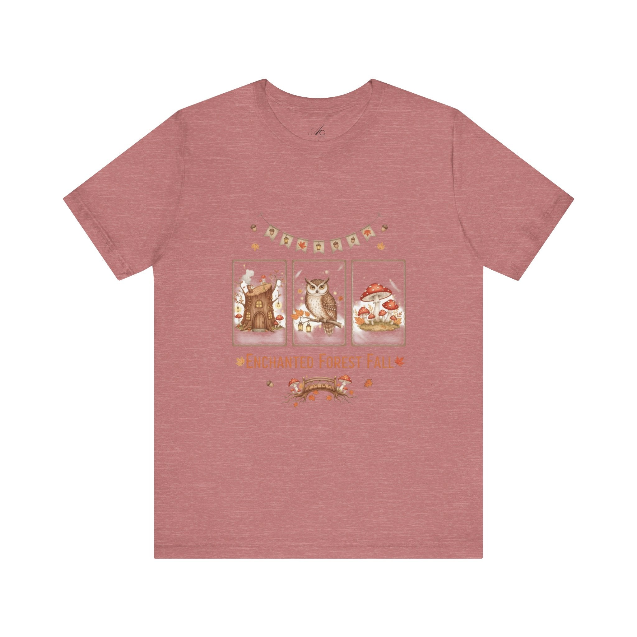 Enchanted Forest Fall Tee, Cute Owl Shirt, Autumn Graphic Tee, Nature Lover Gift, Cozy Fall Apparel, Wildlife T-Shirt, Unisex Fall Top