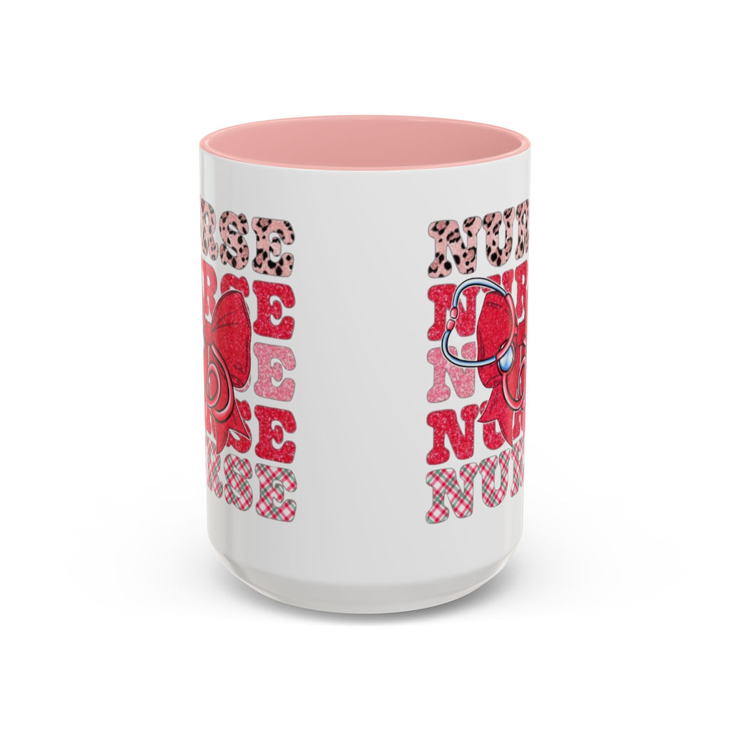 Nurse Stethoscope Bow Accent Coffee Mug — Cute Leopard & Plaid Healthcare Gift (11/15oz) Medical Christmas Mug