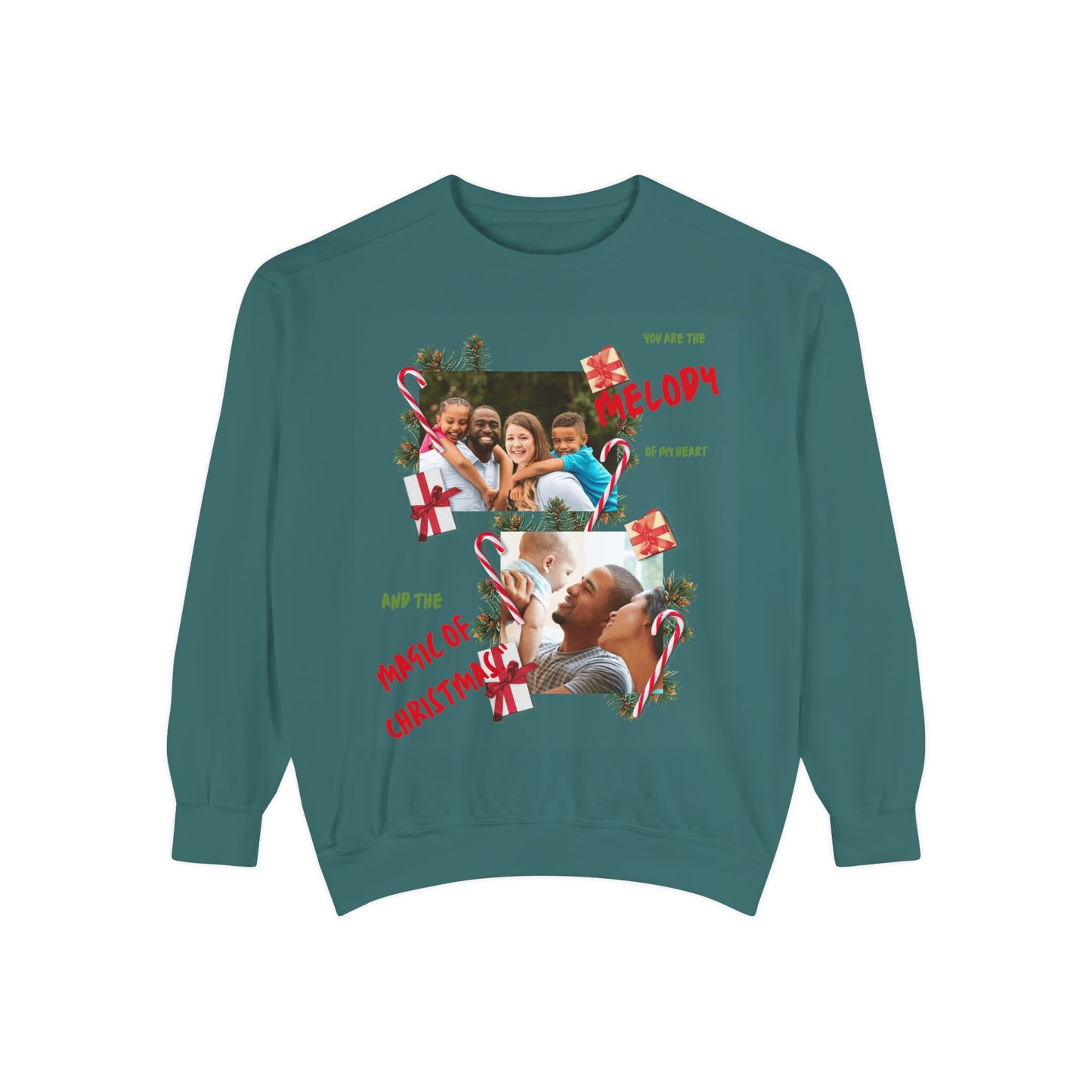 Personalized Christmas Photo Sweatshirt – “You Are the Melody” Holiday Crewneck