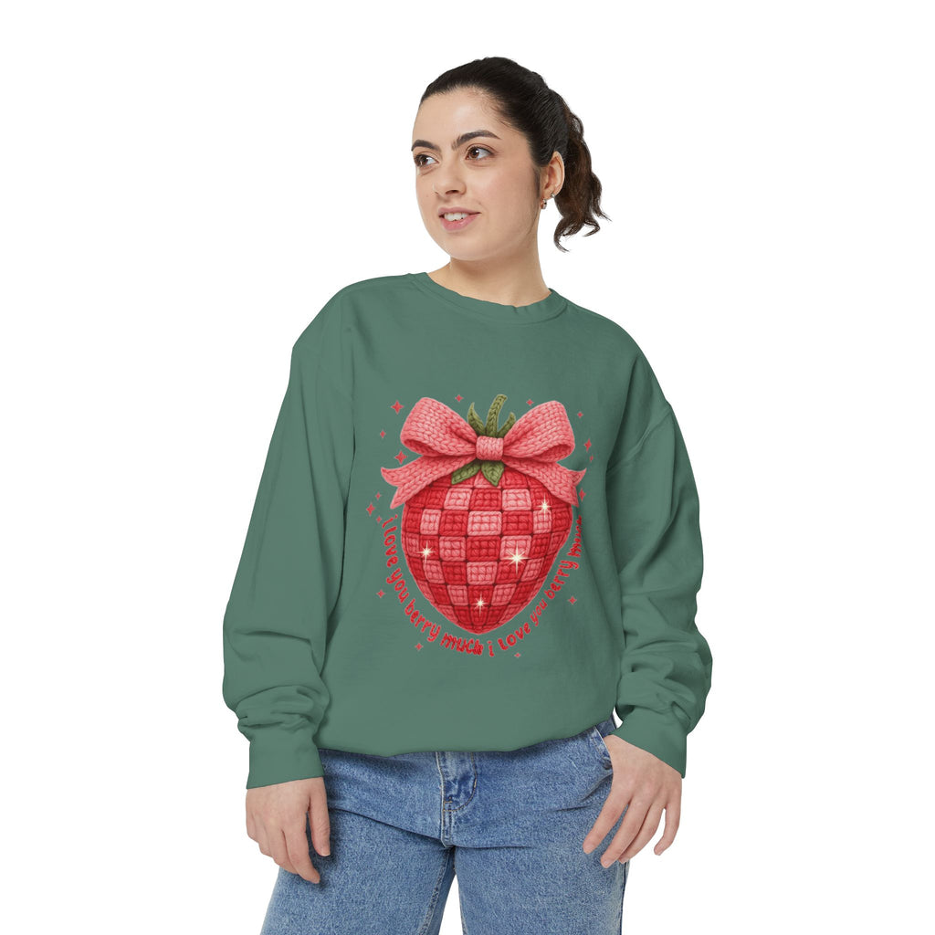 Strawberry Bow Sweatshirt  "I Love You Berry Much" Cute Valentine Pullover