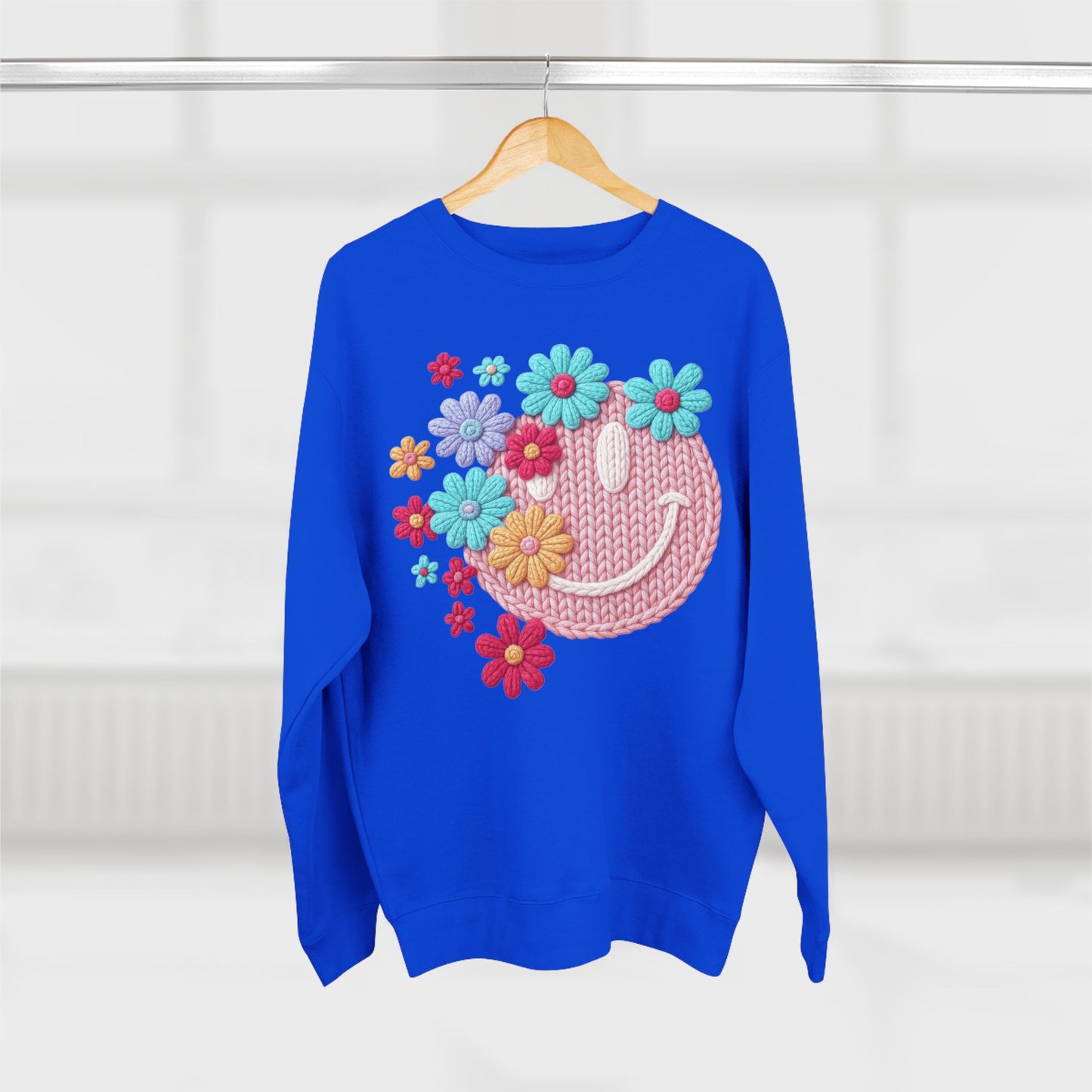 Floral Knit Smile Sweatshirt Cozy, Unbothered