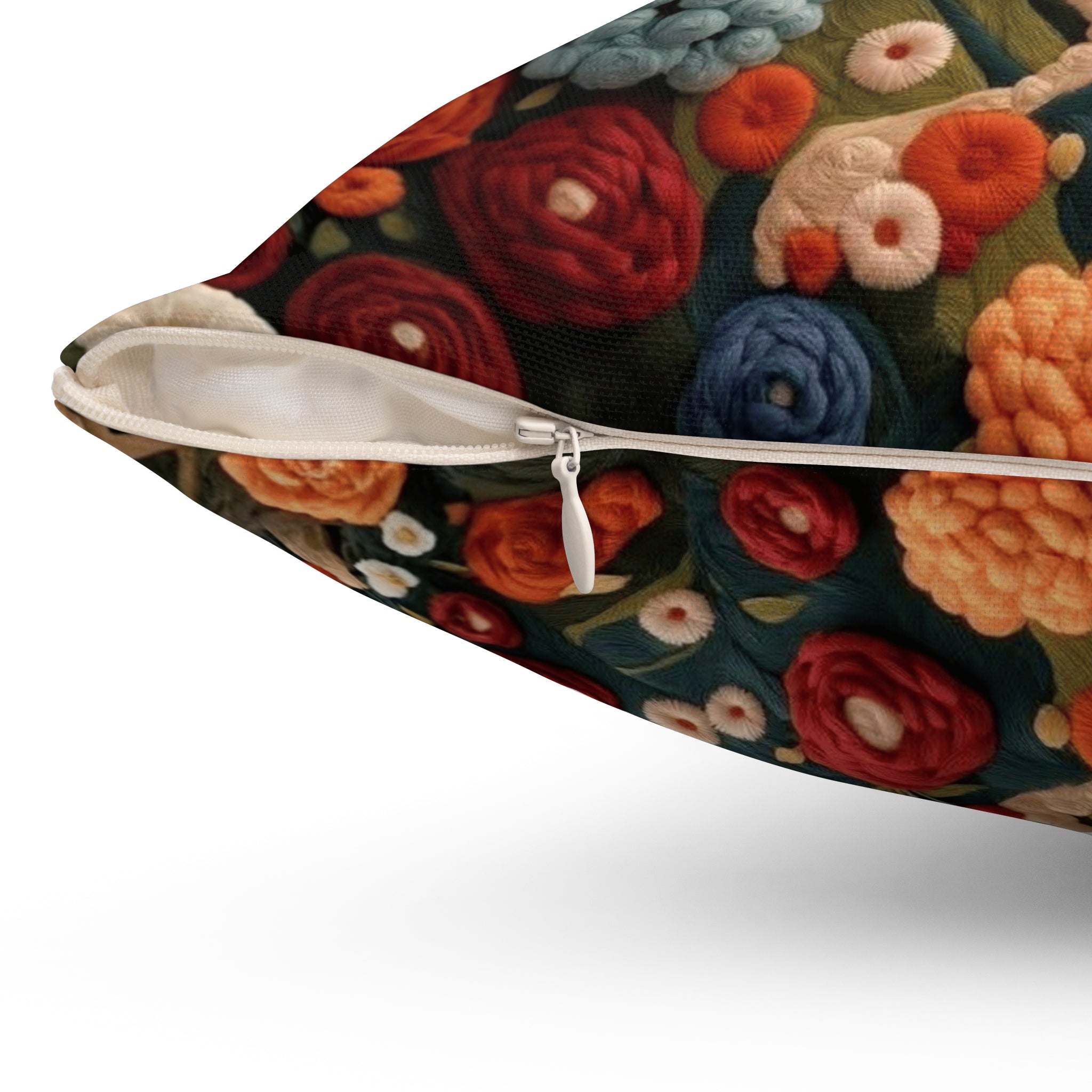 Embroidered Landscape Throw Pillow — Cozy Cottagecore Decorative Accent