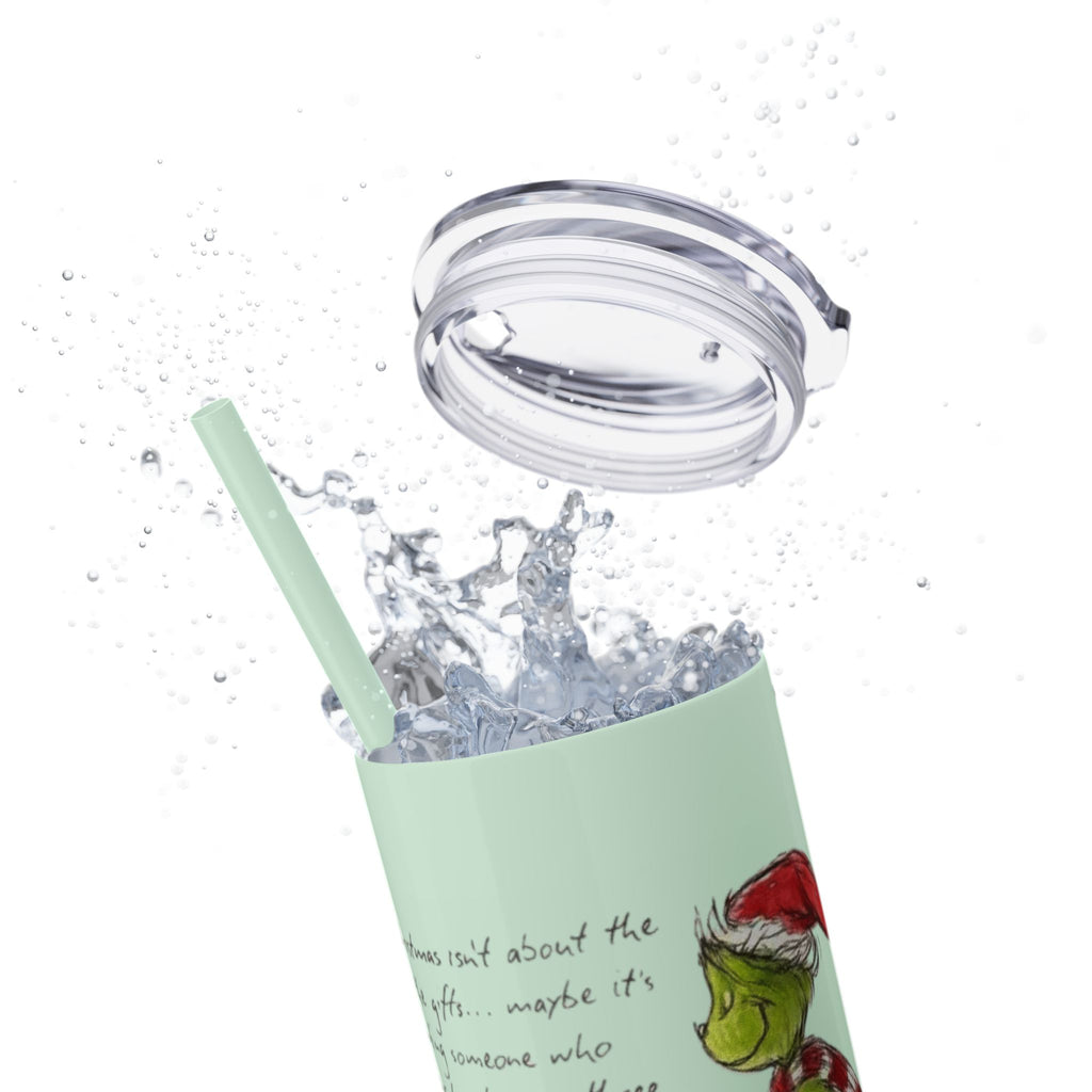 Grinch Christmas Skinny Tumbler with Straw — Dr. Seuss Holiday Quote Design, 20oz Christmas Mugs Collection