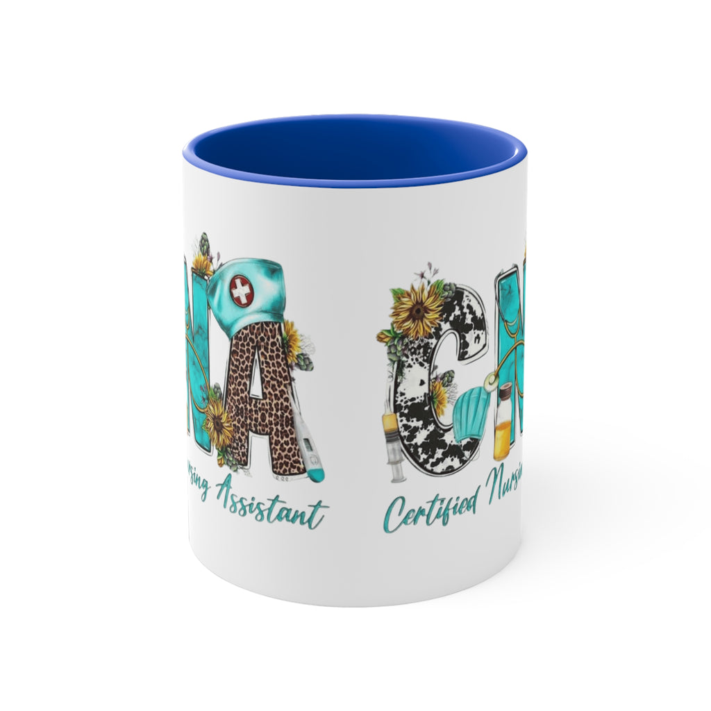Certified Nursing Assistant (CNA) Accent Mug — Floral & Medical Icons 11oz Medical Christmas Mug