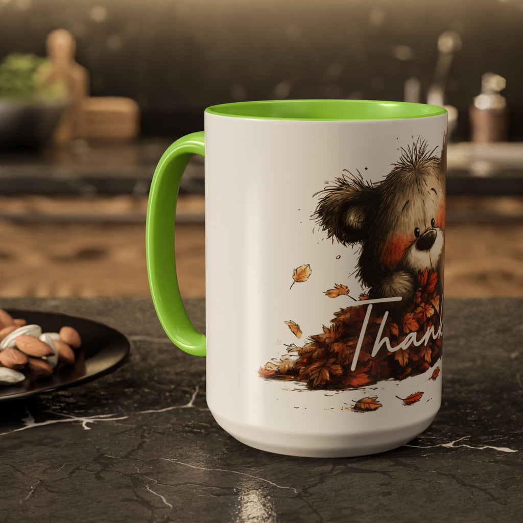 Thankful Bear Autumn Mug — Cute Fall Coffee Cup (11oz, 15oz)