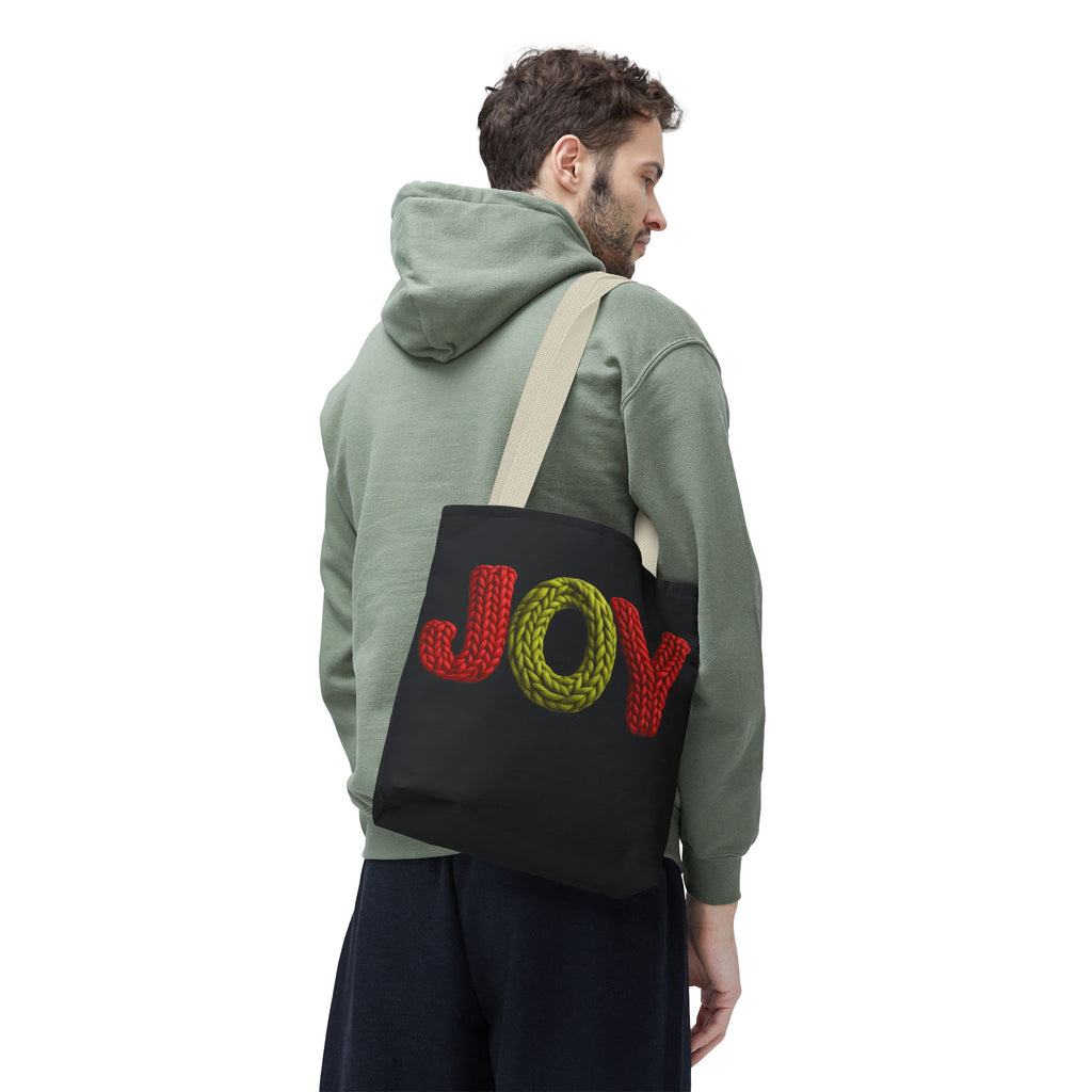 Christmas Tote Bag  Festive Holiday DesigJoy Knit Tote Bag  Colorful 'JOY' Yarn Design, Cozy Holiday Gift Tote