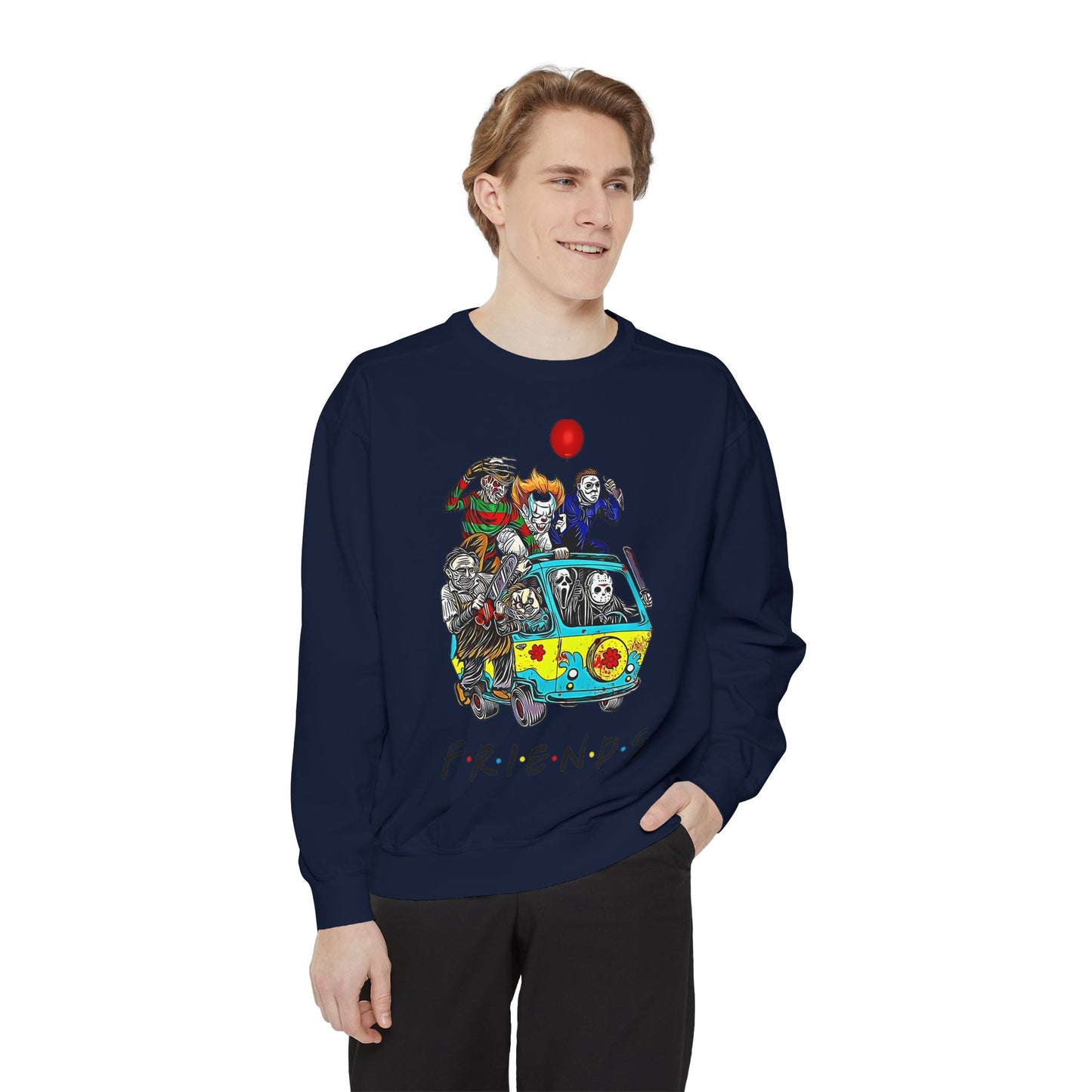 Friends-Inspired Unisex Garment-Dyed Sweatshirt, Cozy Casual Wear, Unique Graphic Sweatshirt, Perfect Gift, Everyday Style
