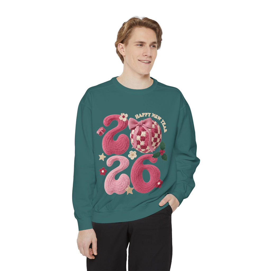 Happy New Year 2026 Sweater  Pink Festive Graphic Sweatshirt