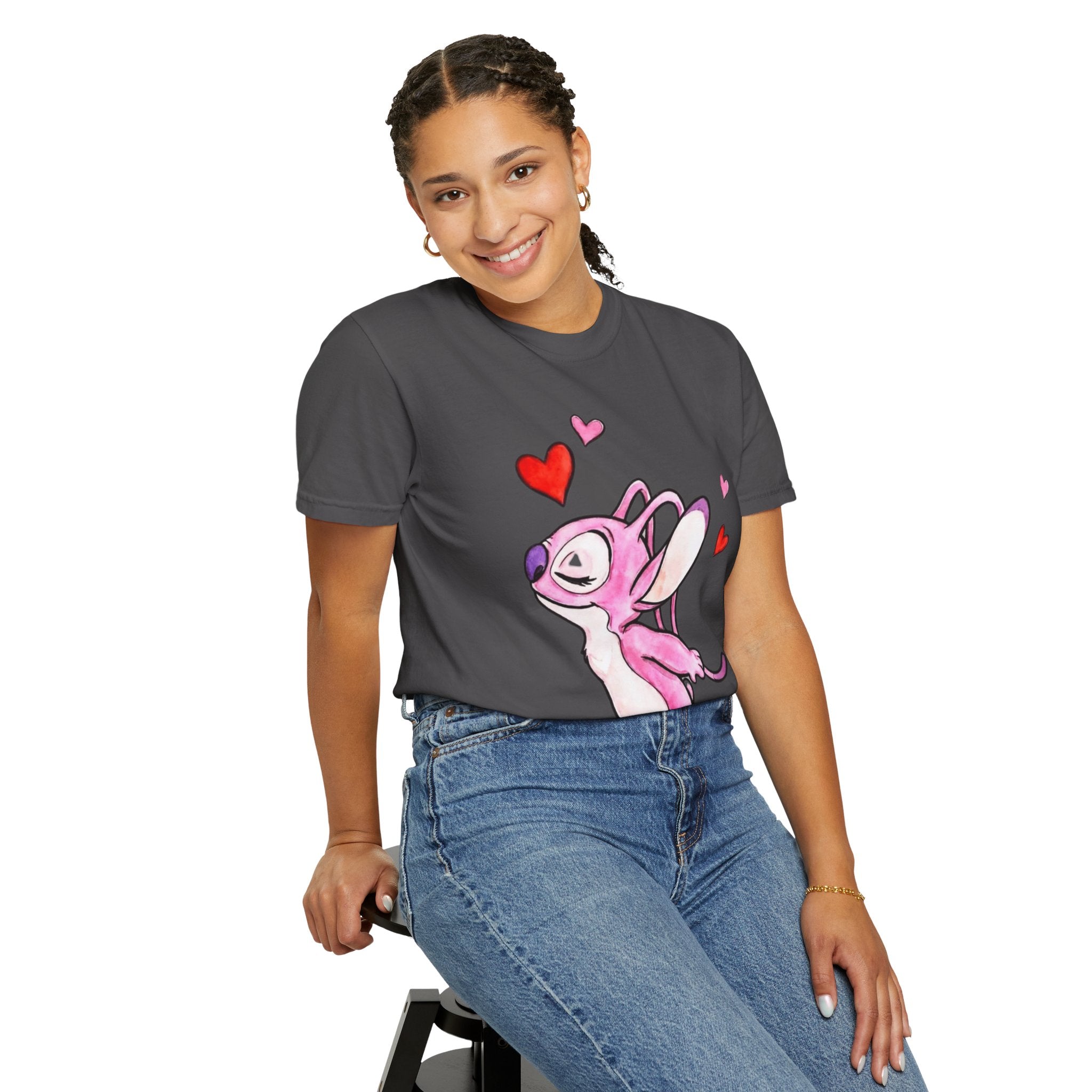 T-Shirt — Cute Pink Cartoon Creature with Hearts | Valentine’s Gift Tee