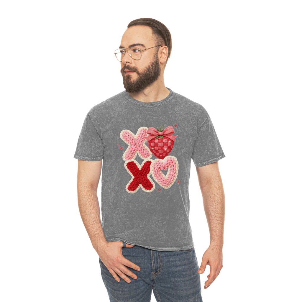 Valentine Strawberry XOXO Mineral Wash T-Shirt