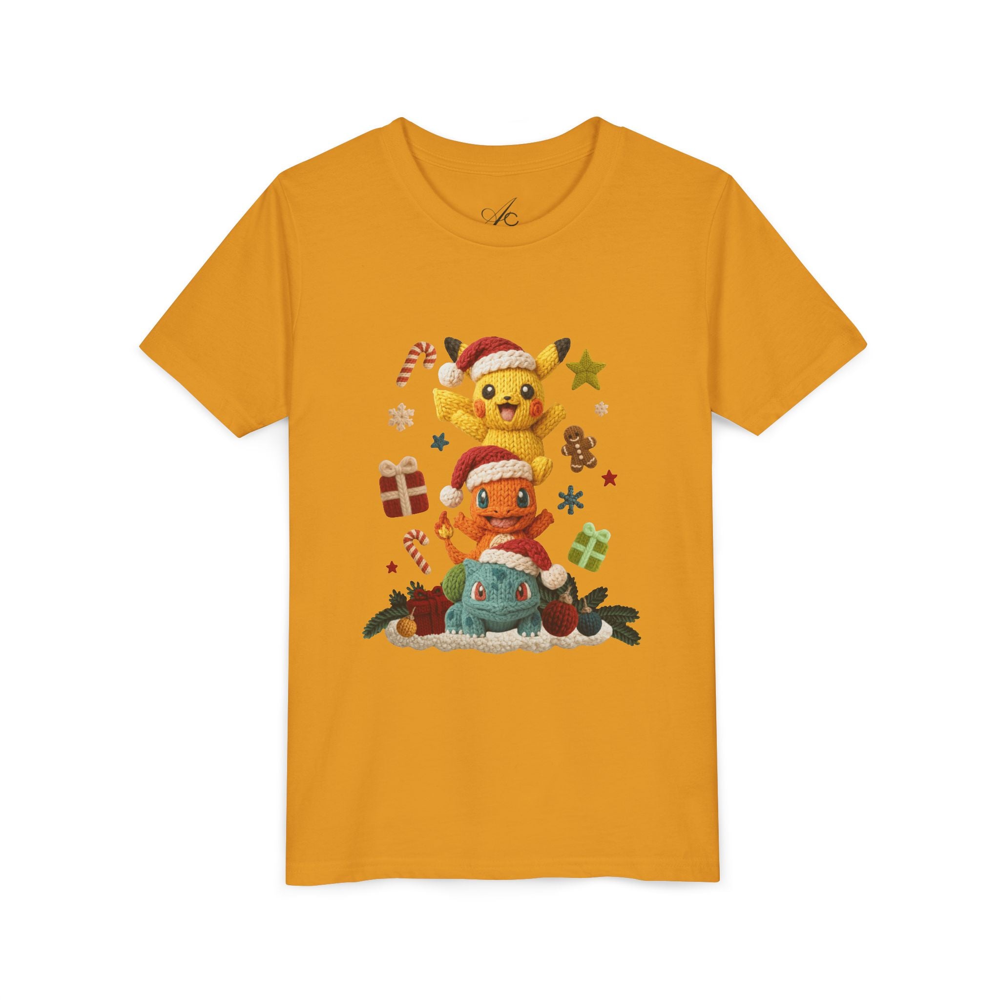Kids Holiday Tee  Cute Stacked cartoon Characters Christmas Design