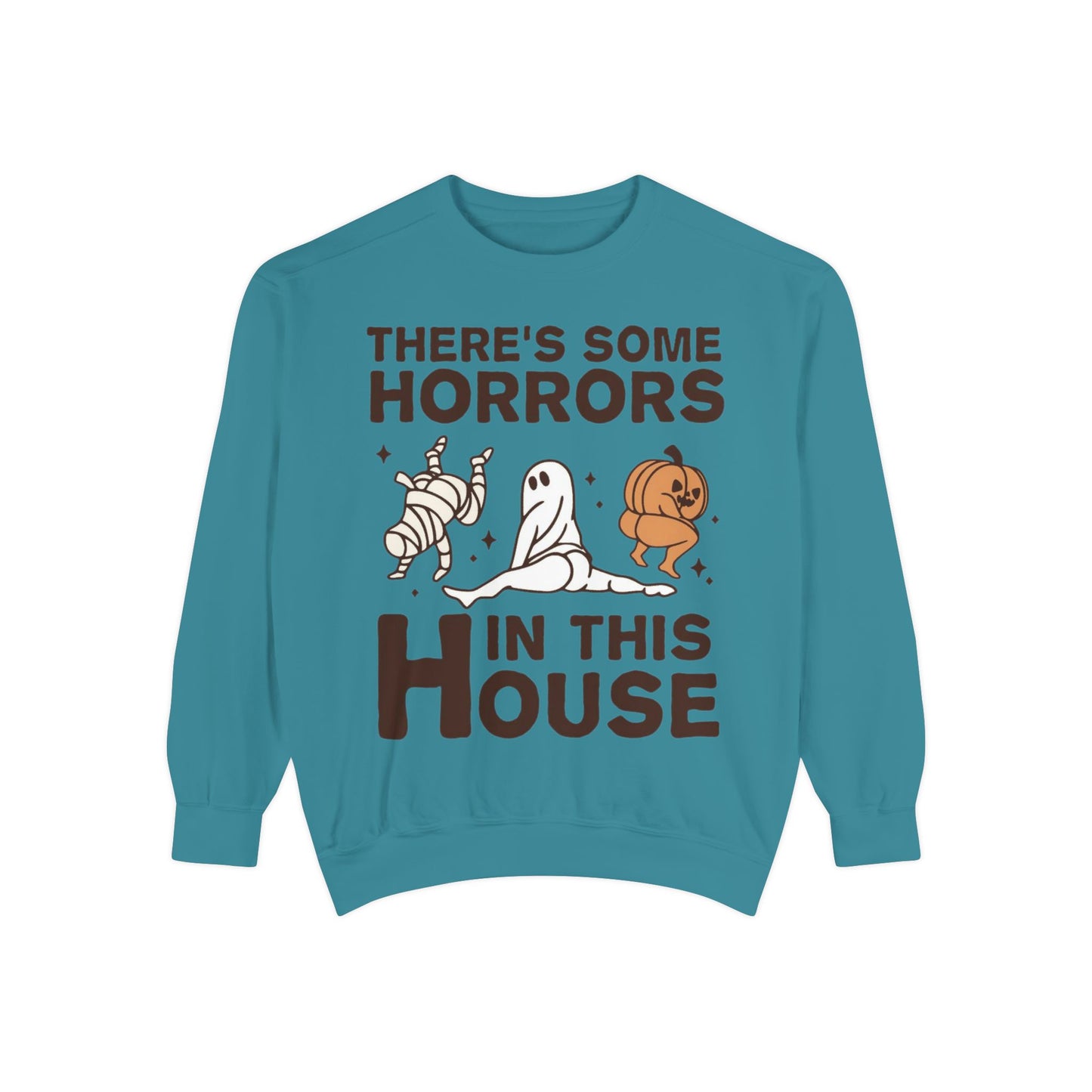 Halloween Themed Unisex Sweatshirt - Fun Ghosts & Mummy Design for Fall, Cozy Casual Wear, Halloween Party, Gift for Friends, Autumn Vibes