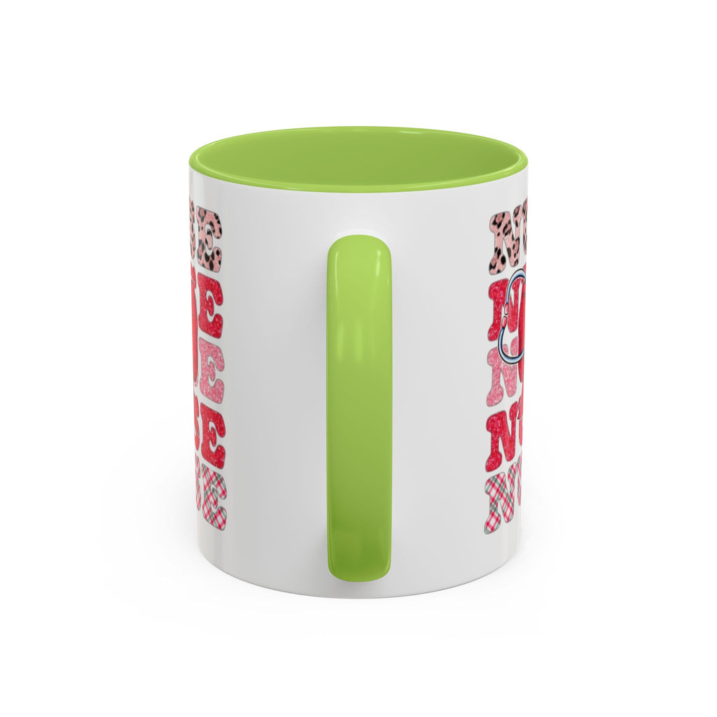 Nurse Stethoscope Bow Accent Coffee Mug — Cute Leopard & Plaid Healthcare Gift (11/15oz) Medical Christmas Mug