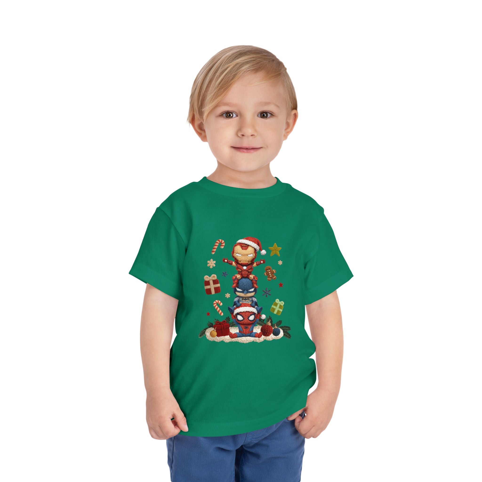 Toddler Tee  Cute Stacked Superhero Christmas Pile christmas kids collection