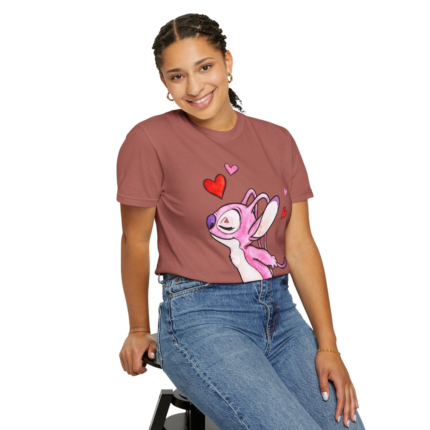 T-Shirt — Cute Pink Cartoon Creature with Hearts | Valentine’s Gift Tee