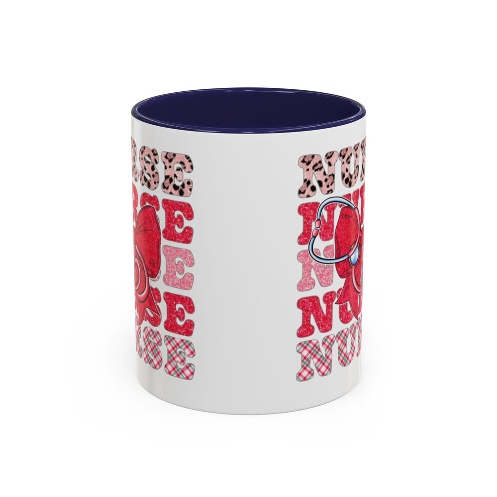 Nurse Stethoscope Bow Accent Coffee Mug — Cute Leopard & Plaid Healthcare Gift (11/15oz) Medical Christmas Mug