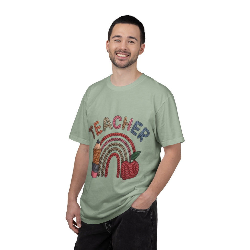 Teacher Rainbow Pencil & Apple T-Shirt — Back-to-School Gift for Educators