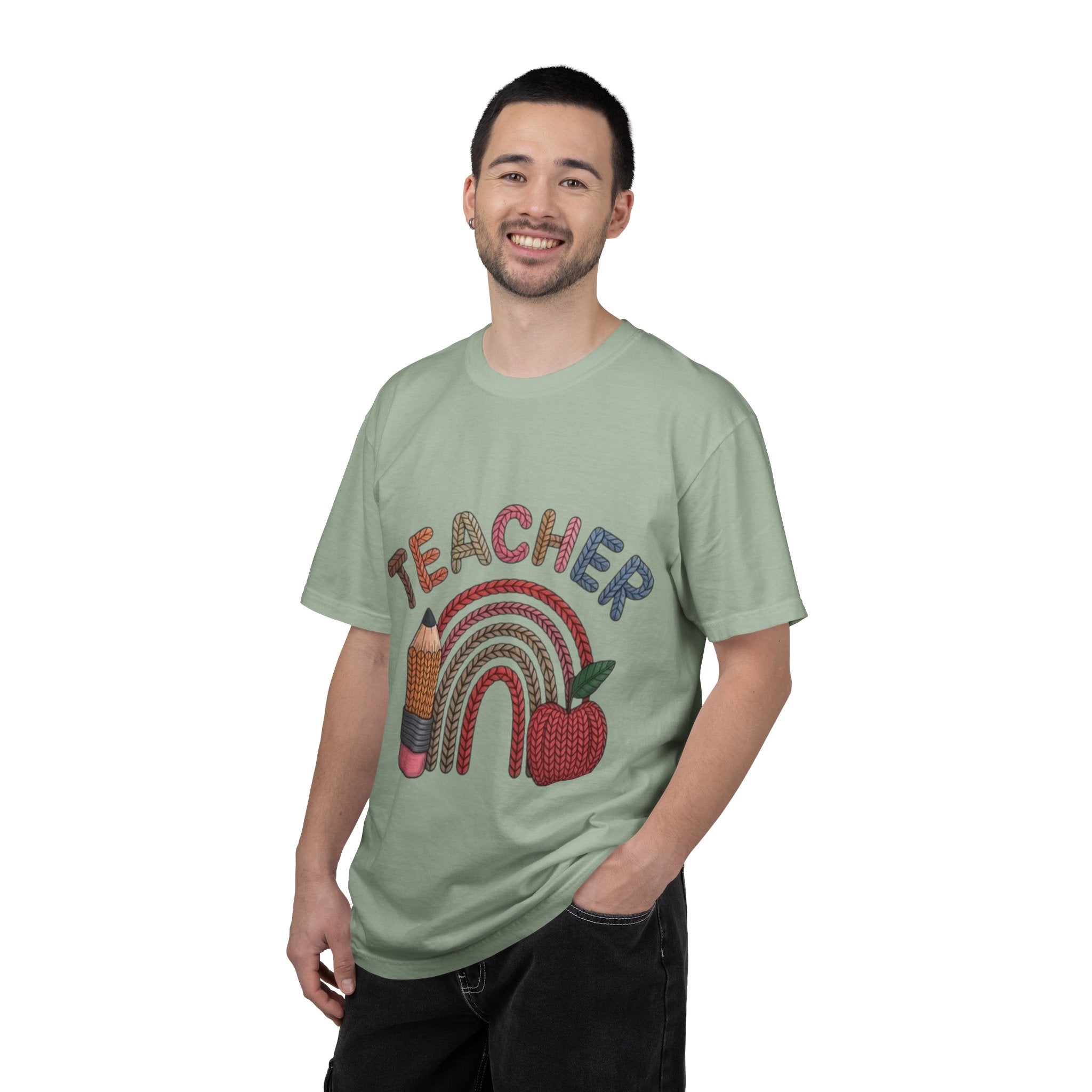 Teacher Rainbow Pencil & Apple T-Shirt — Back-to-School Gift for Educators