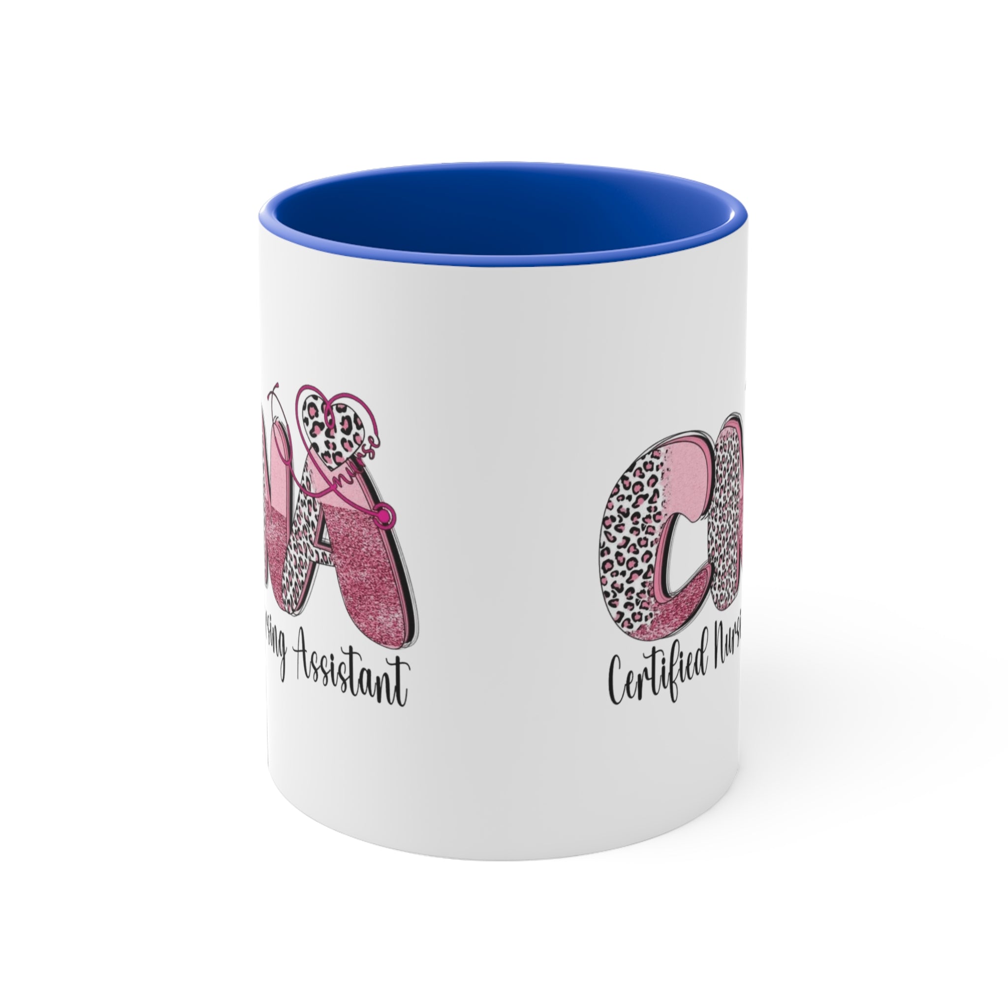 Certified Nursing Assistant (CNA) Pink Leopard Accent Mug — 11oz Gift for Nurses, Nursing Assistants Medical Christmas Mug