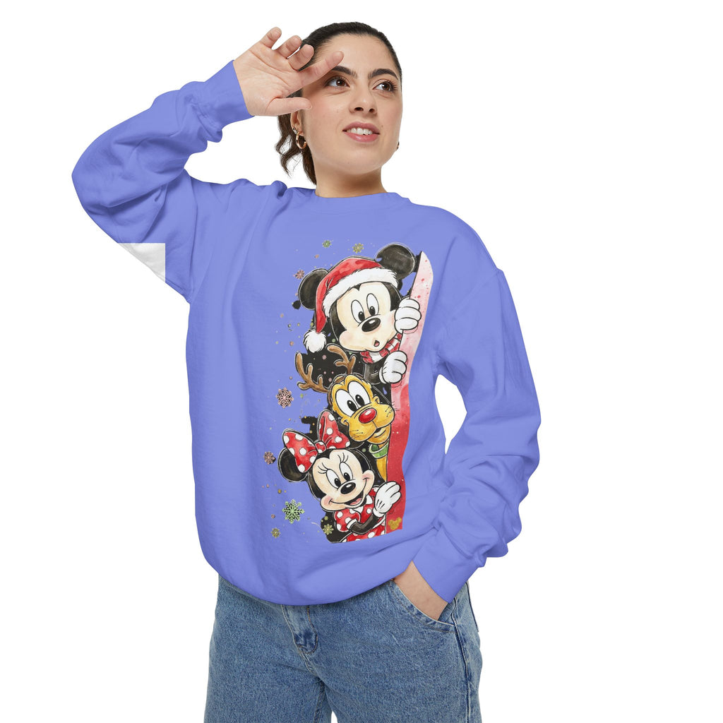 Christmas Disney Characters Sweatshirt  Mickey, Minnie & Pluto Holiday Crew Cartoon Christmas T-shirts and Sweaters