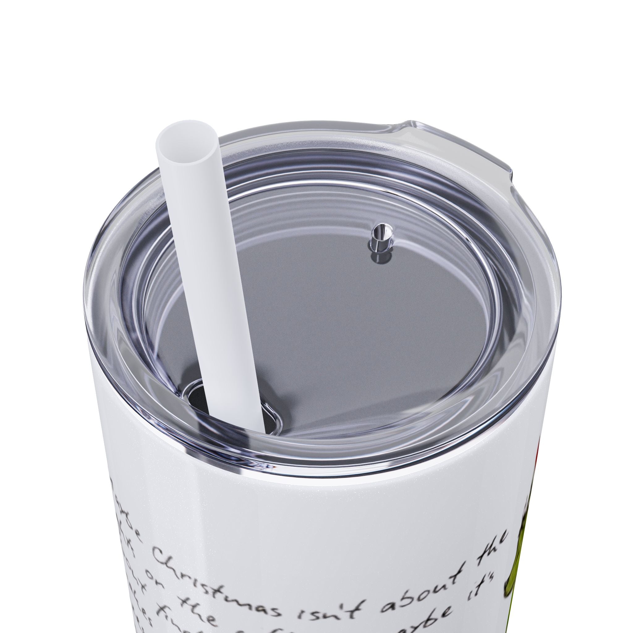 Grinch Christmas Skinny Tumbler with Straw — Dr. Seuss Holiday Quote Design, 20oz Christmas Mugs Collection