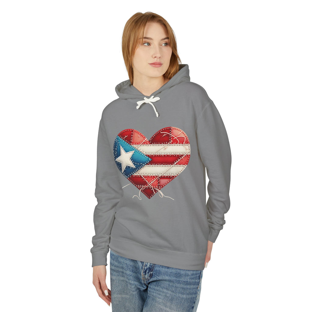 Puerto Rico Heart Flag Hoodie  "Jíbaro" Back Graphic
