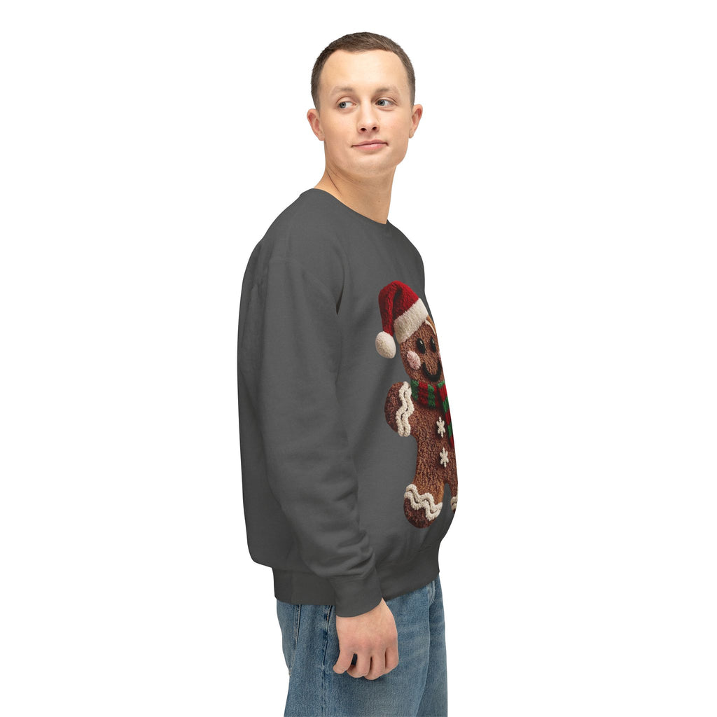 Gingerbread Cookie Christmas Sweatshirt – Cute Santa Hat & Scarf Holiday Crewneck