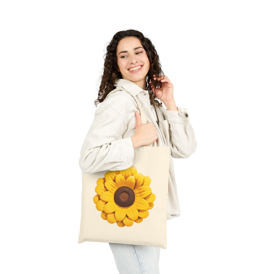 Carry Positivity Everywhere You Go Sunflower Cotton Canvas Tote Bag, Eco-Friendly Shopping Bag, Floral Grocery Tote, Gift for Her, Beach Bag, Reusable Tote