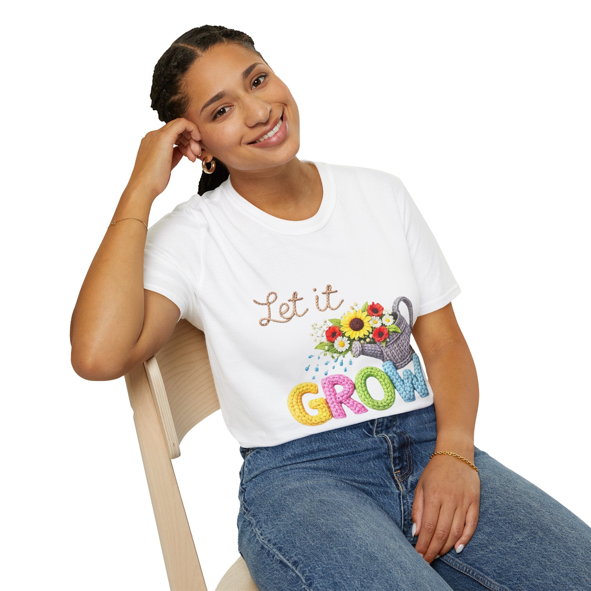 Let It Grow T-Shirt — Floral Watering Can Garden Tee