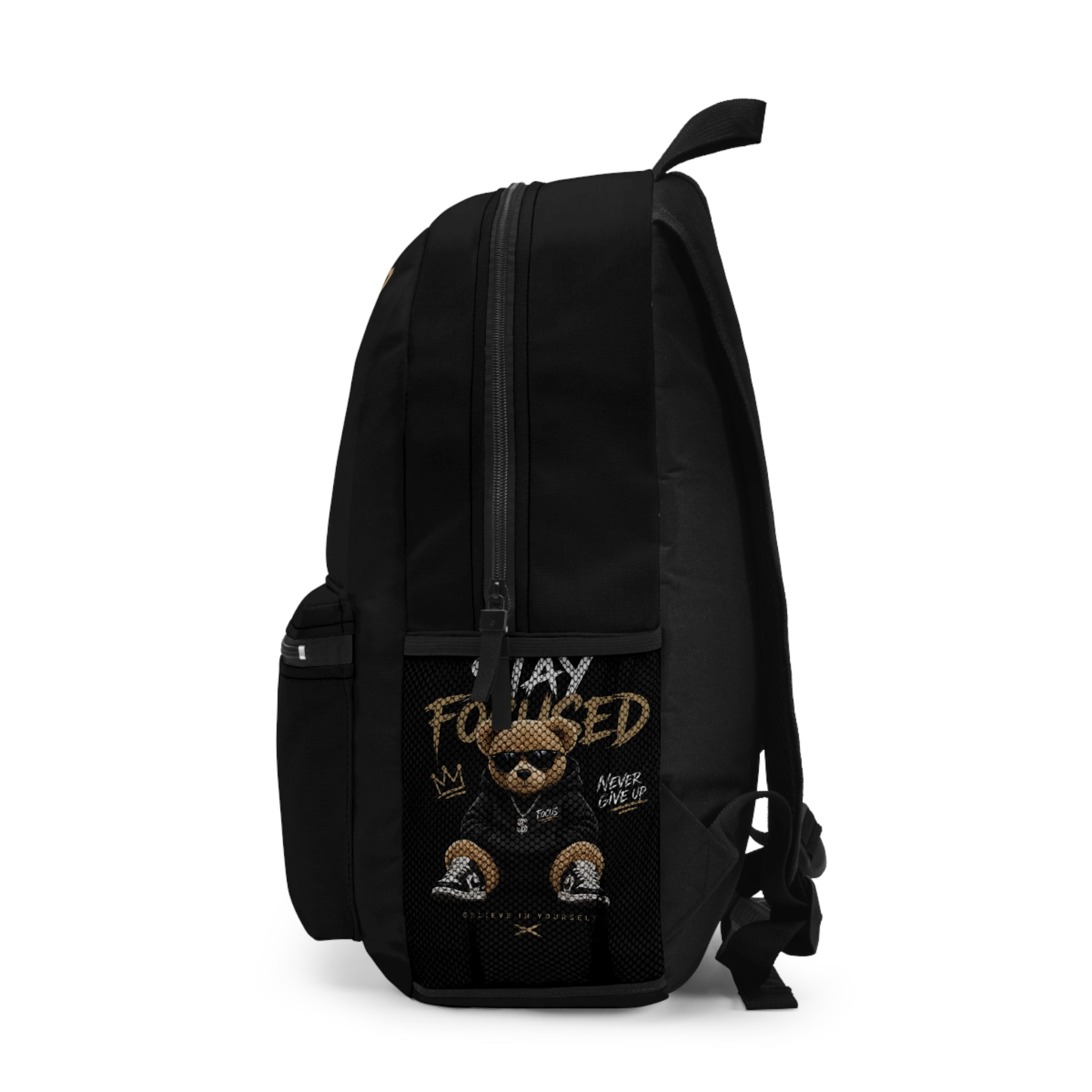 Stay Focused Teddy Backpack — Motivational Bear School Bag