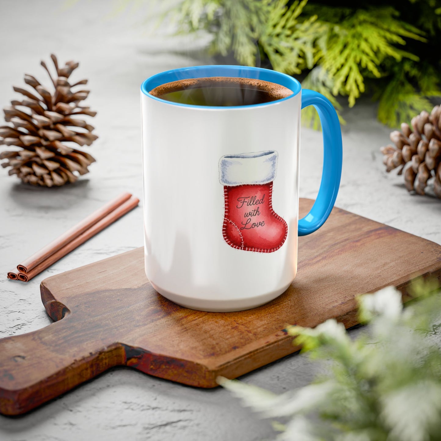 Holiday Mugs Christmas Gift Ideas Hot Cocoa & Coffee Cup Designs Filled with Love - Colorful 11oz & 15oz