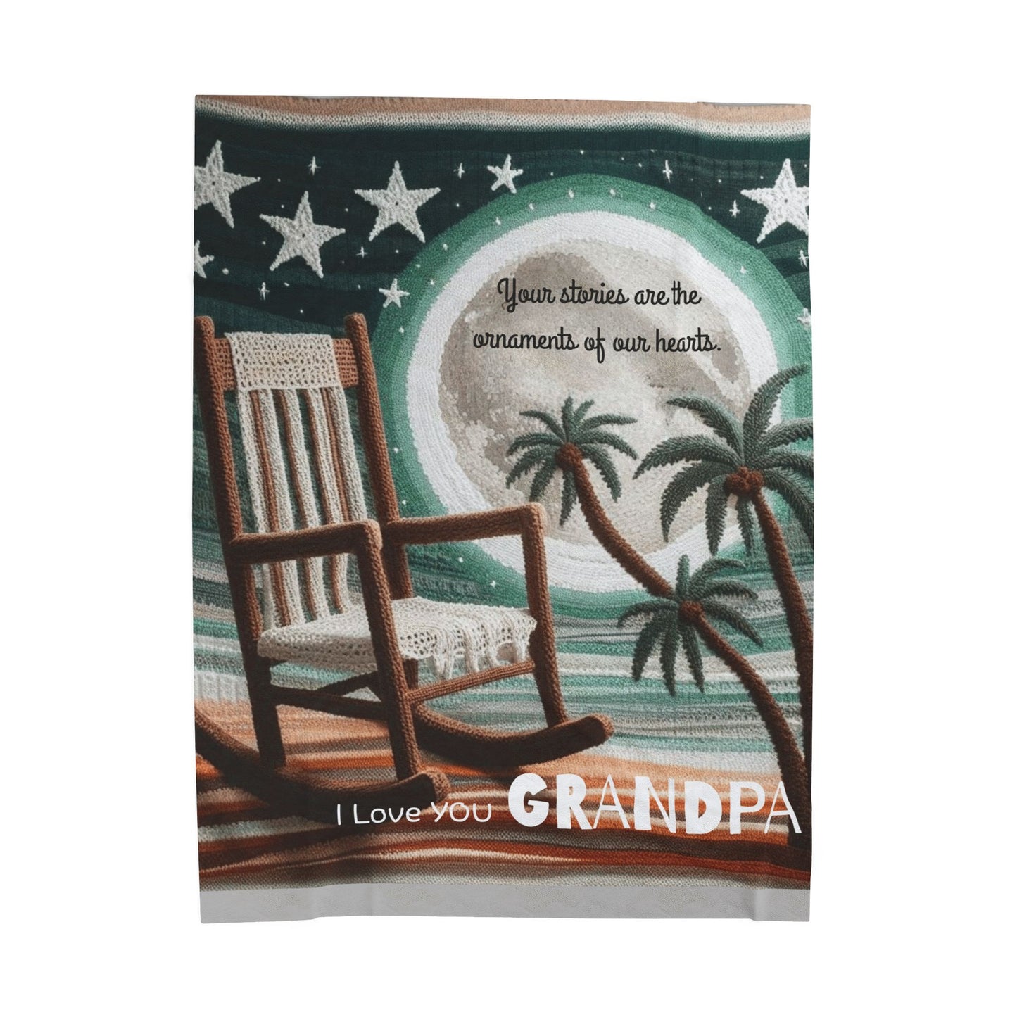 I Love You Grandpa Velveteen Plush Blanket — 'Your stories are the ornaments of our hearts' Rocking Chair Design