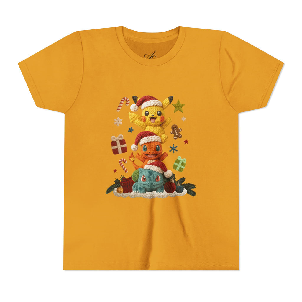 Kids Holiday Tee  Cute Stacked cartoon Characters Christmas Design