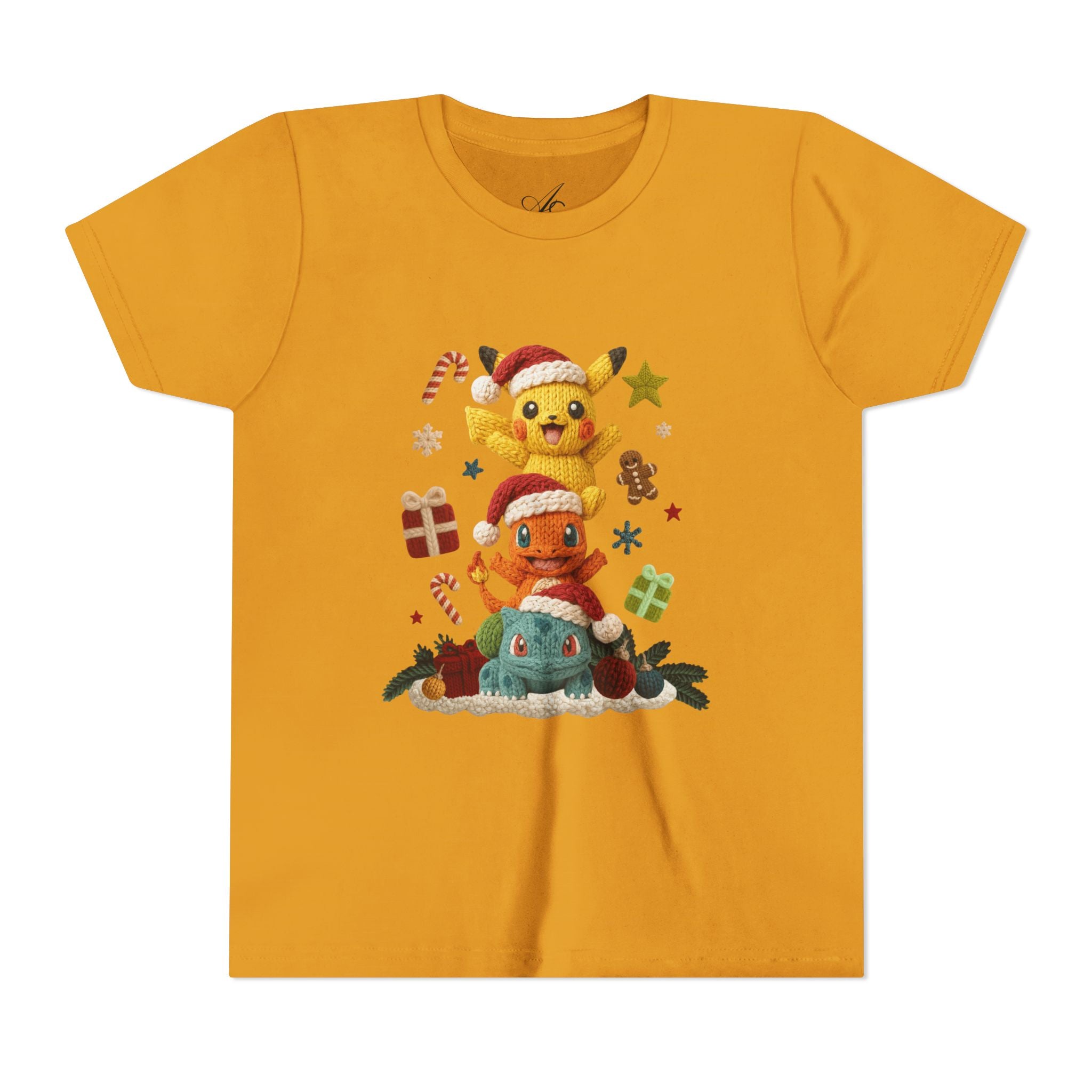 Kids Holiday Tee  Cute Stacked cartoon Characters Christmas Design