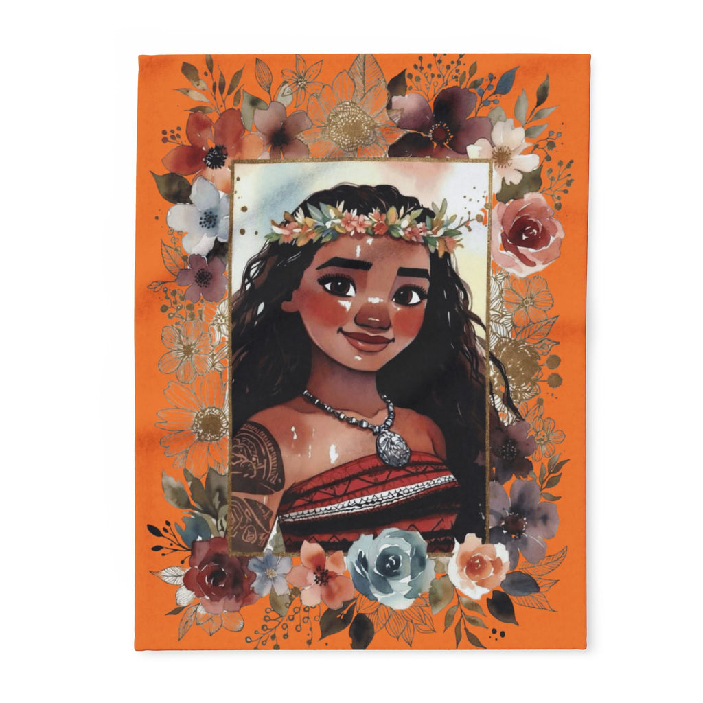 Moana-Inspired Floral Portrait Fleece Blanket