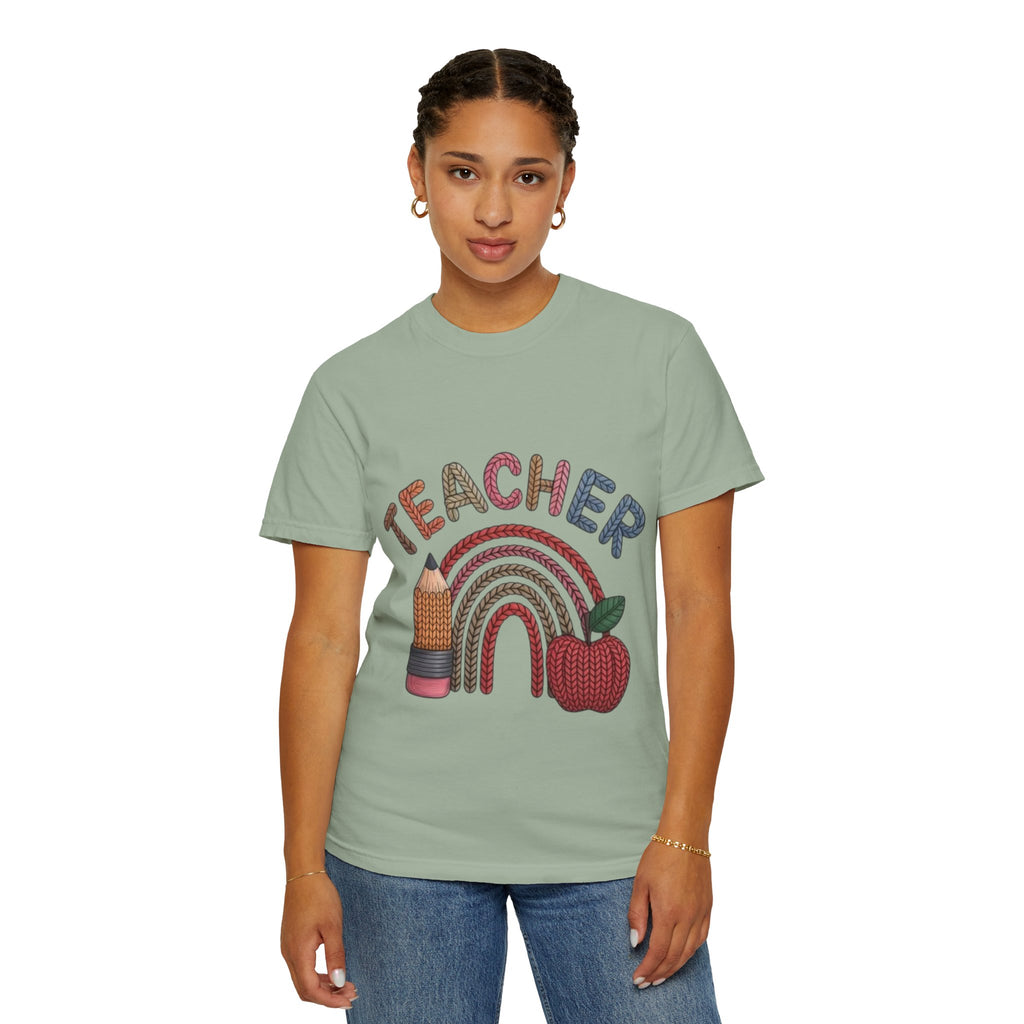 Teacher Rainbow Pencil & Apple T-Shirt — Back-to-School Gift for Educators
