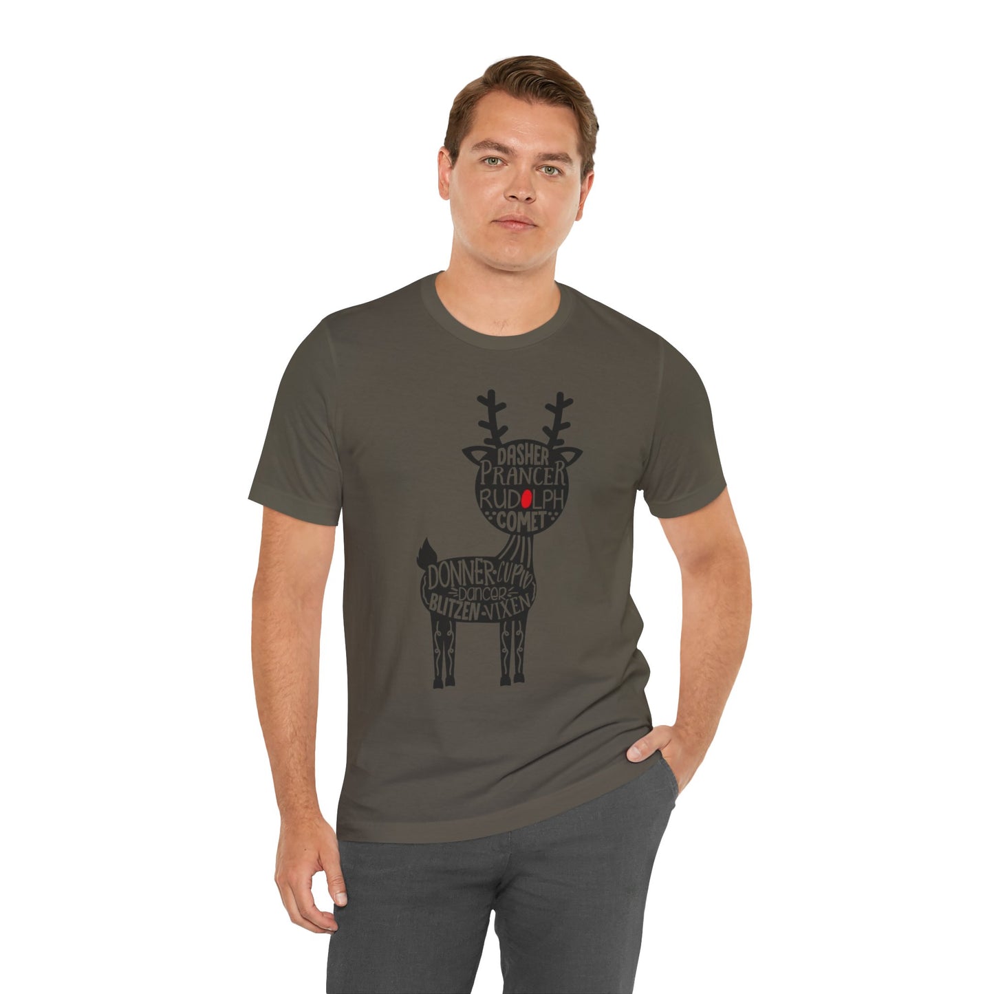 Christmas Reindeer Graphic Tee - Unisex Jersey Short Sleeve Shirt