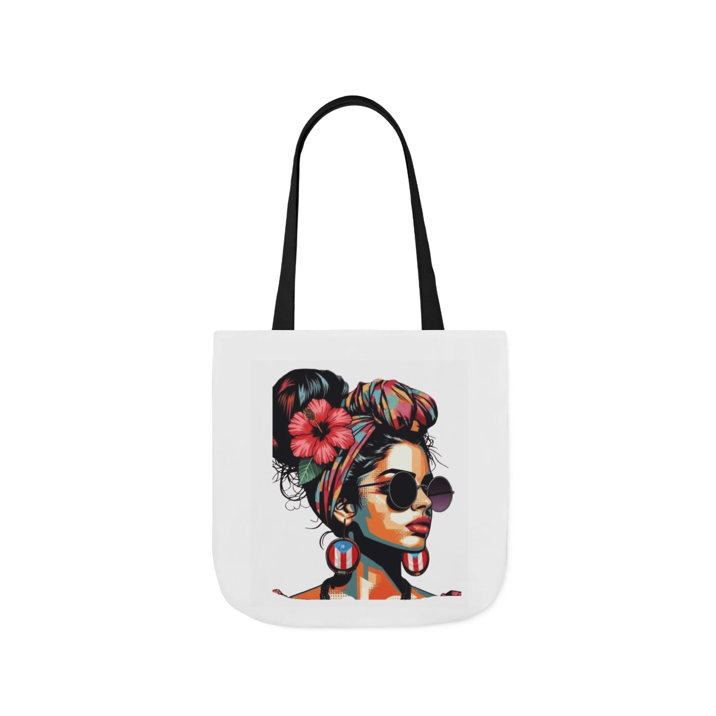 Carry Your Culture – Puerto Rican Pride in Every Step Chic Canvas Tote Bag - Stylish Floral Portrait, Trendy Beach Carryall, Mother's Day Gift, Everyday Shopper, Art Lovers Essential