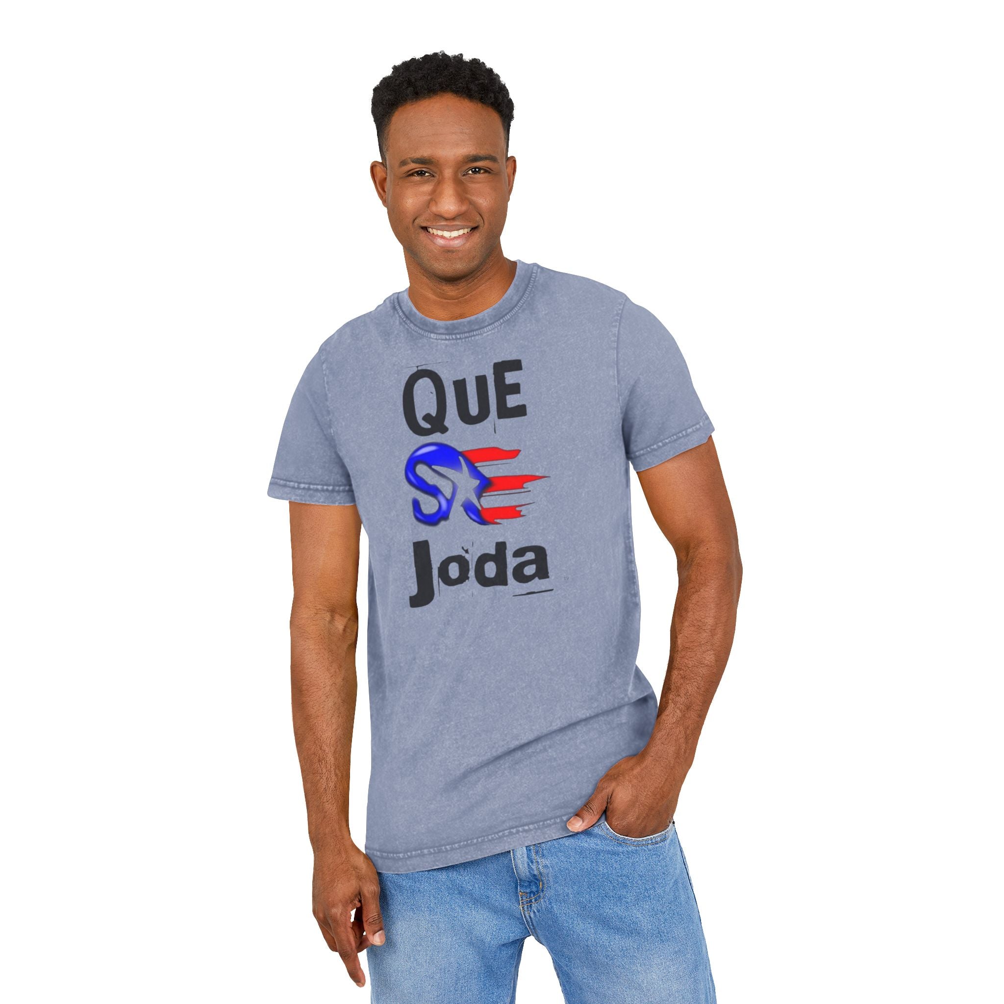 Que S Joda Acid-Wash Graphic Tee
